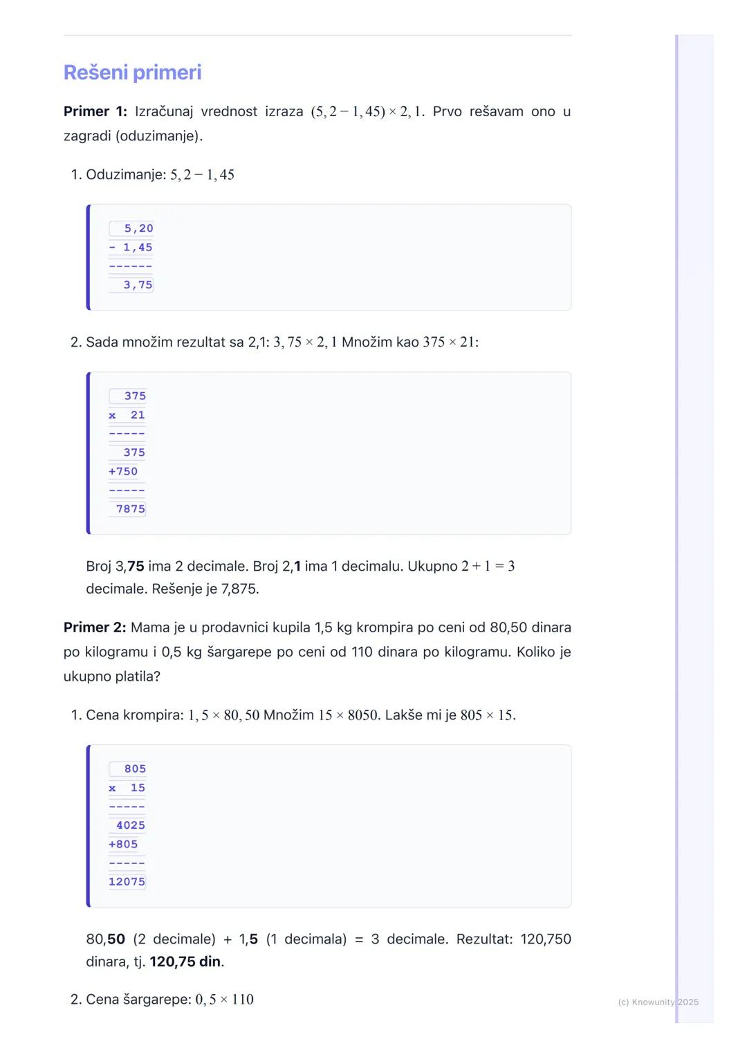 # Operacije sa decimalnim
brojevima

Kratak pregled

Decimalni brojevi su svuda oko nas u prodavnici kad gledamo cene (npr.
129,99 din), kad