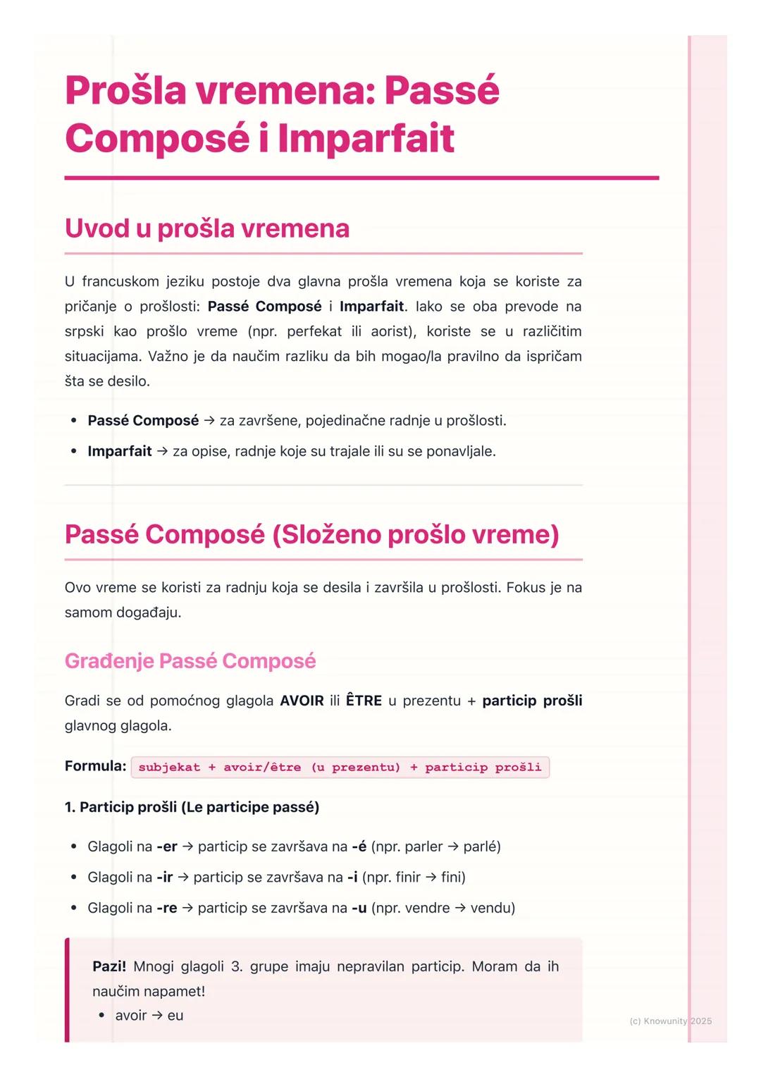 Prošla vremena: Passé Composé i Imparfait