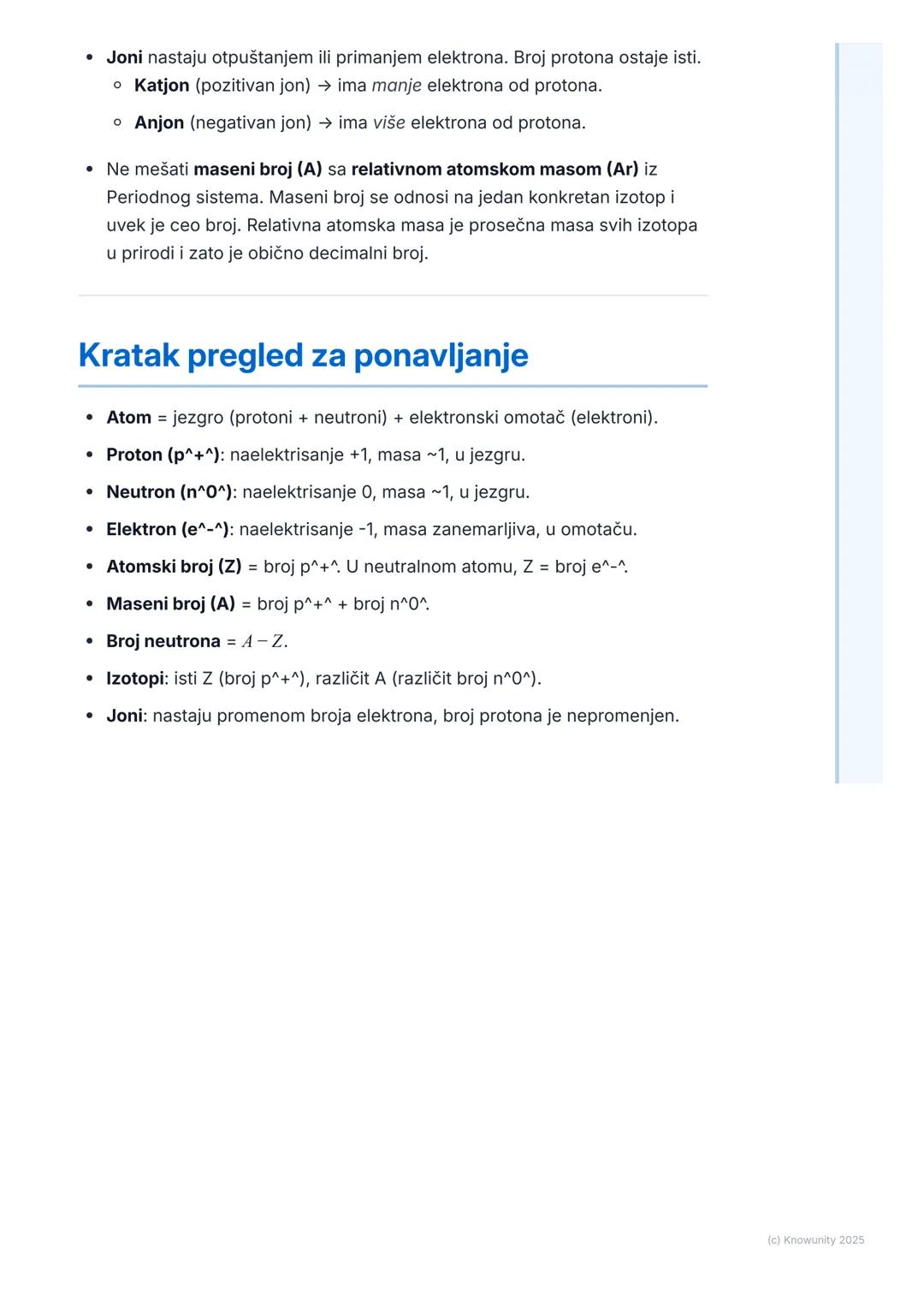 # Građa atoma

## Uvod u građu atoma

Sve što nas okružuje, sva materija, sastoji se od atoma. Atom je osnovna
jedinica hemijskog elementa. 