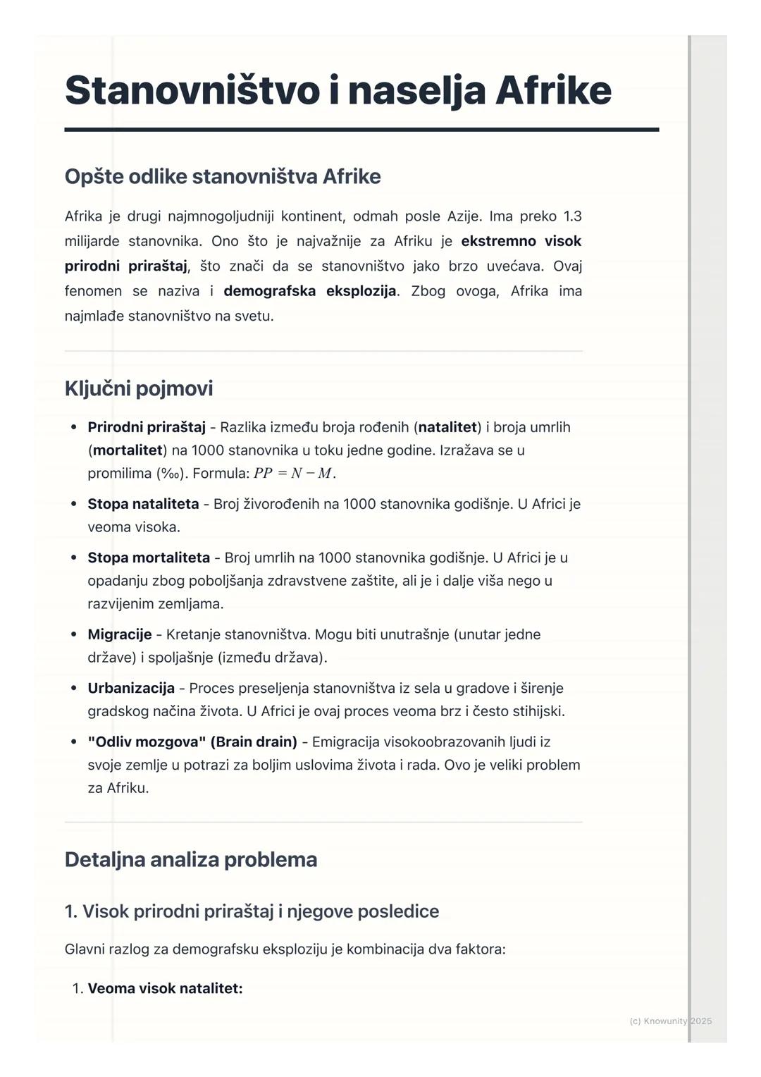 Stanovništvo i naselja Afrike