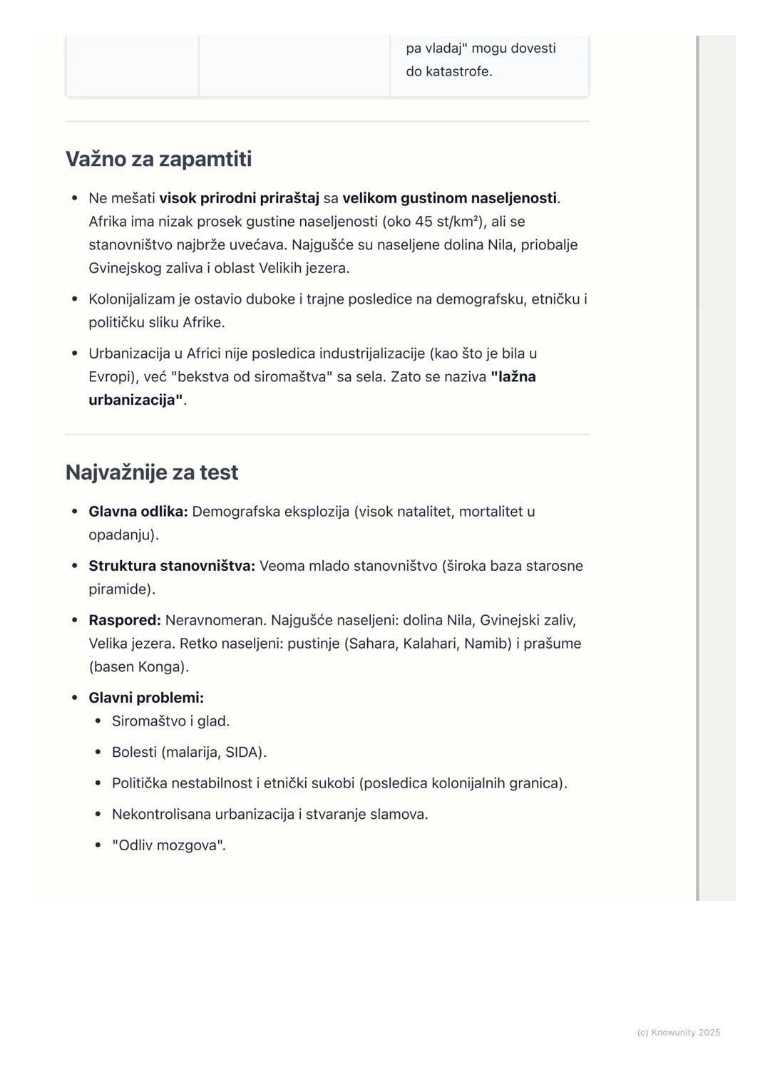 # Stanovništvo i naselja Afrike

Opšte odlike stanovništva Afrike

Afrika je drugi najmnogoljudniji kontinent, odmah posle Azije. Ima preko 