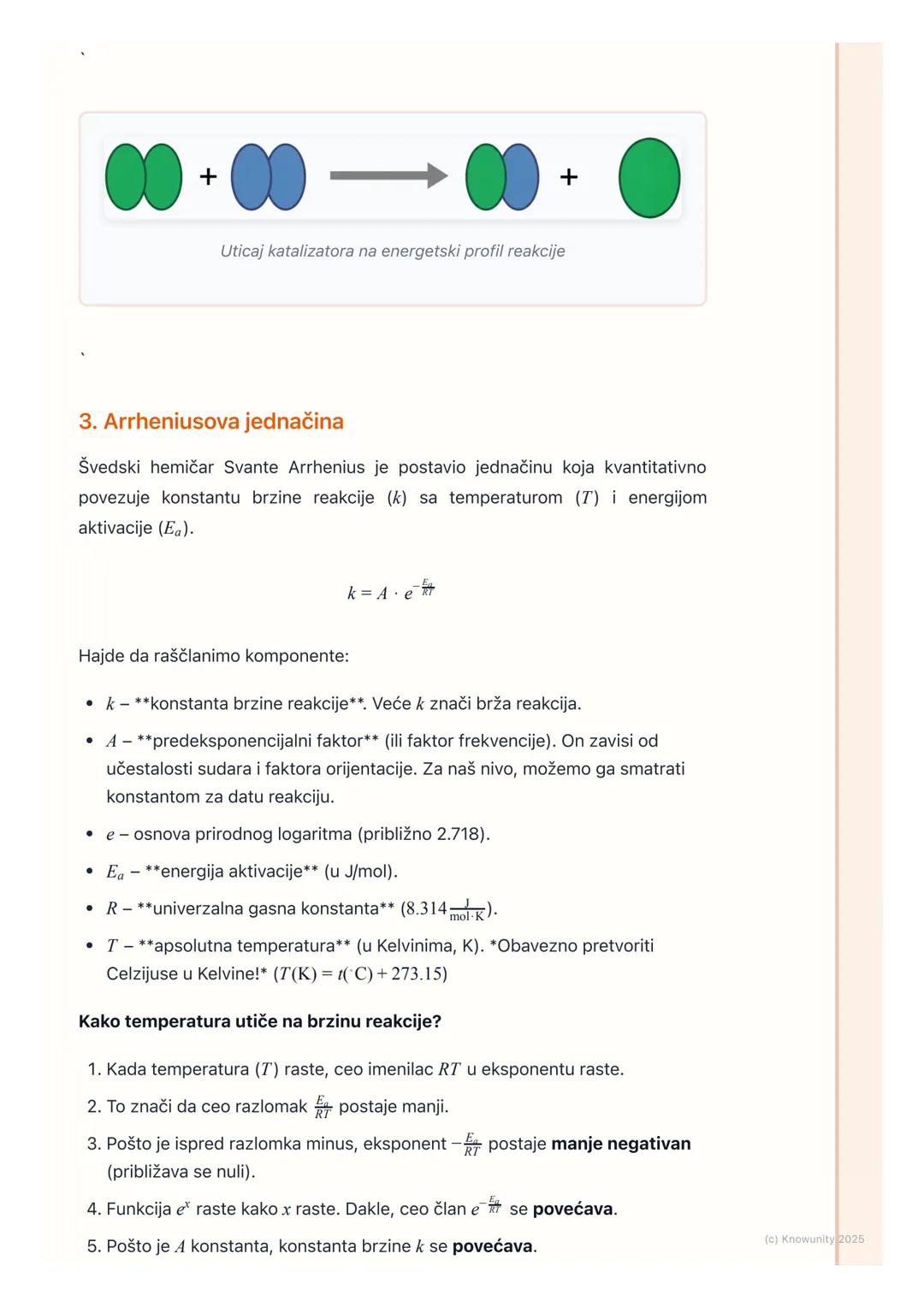 # Energija aktivacije i
Arrheniusova jednačina

Uvod u energiju aktivacije

Da bi hemijska reakcija uopšte započela, čestice reaktanata (ato