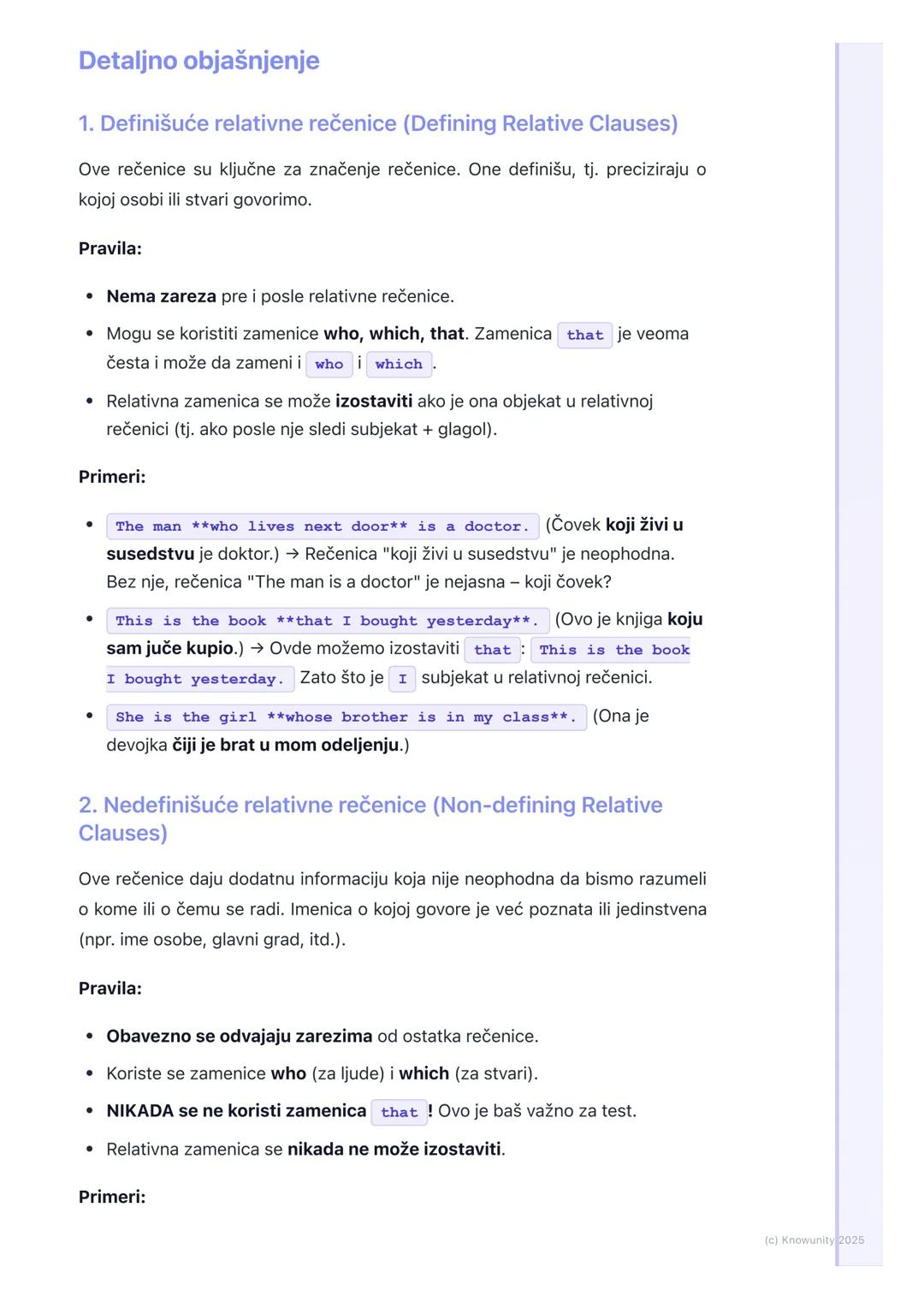 # Relativne rečenice (Relative
Clauses) – Definišuće i
nedefinišuće

Uvod u relativne rečenice

Relativne rečenice (Relative Clauses) su zav