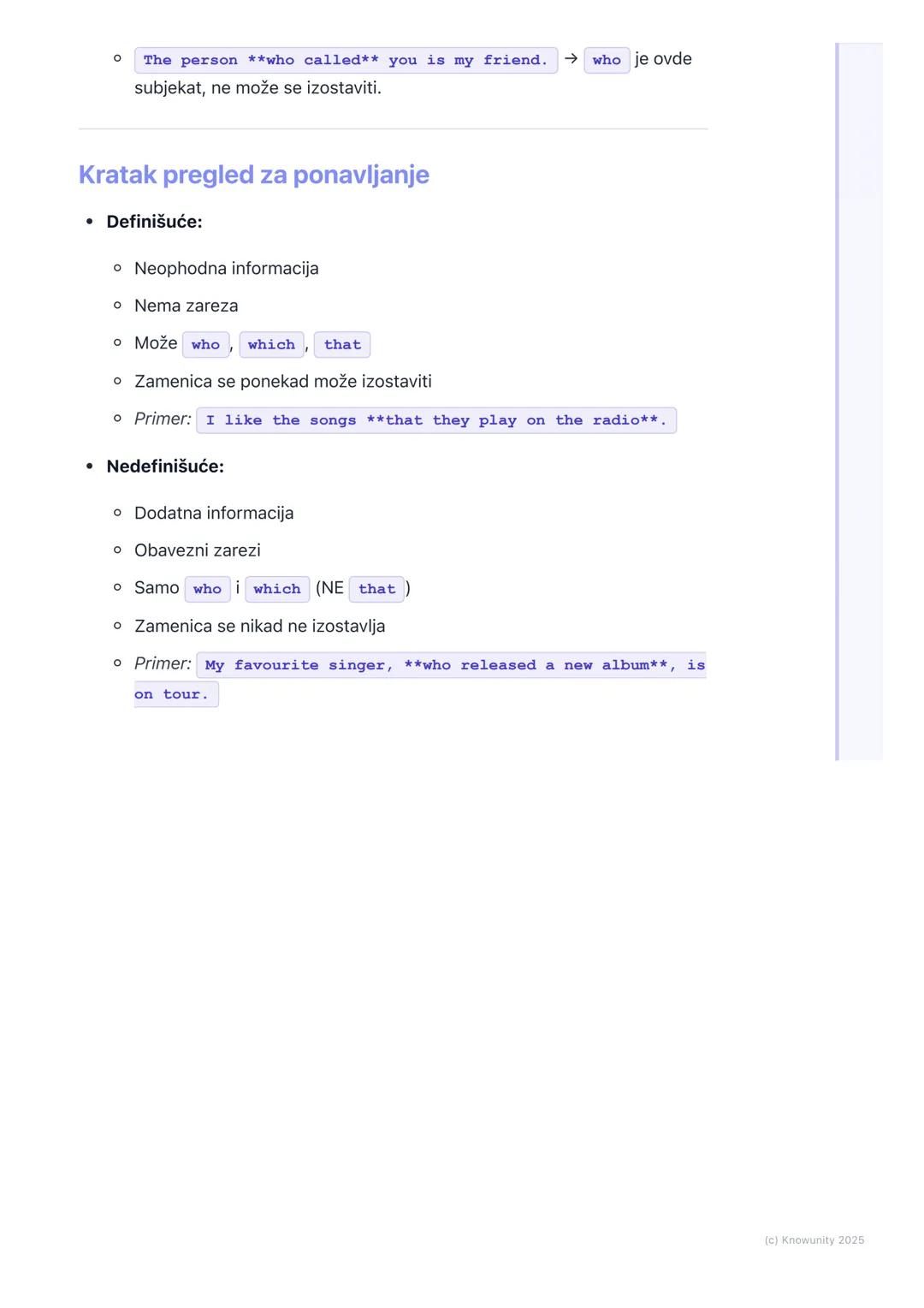 # Relativne rečenice (Relative
Clauses) – Definišuće i
nedefinišuće

Uvod u relativne rečenice

Relativne rečenice (Relative Clauses) su zav