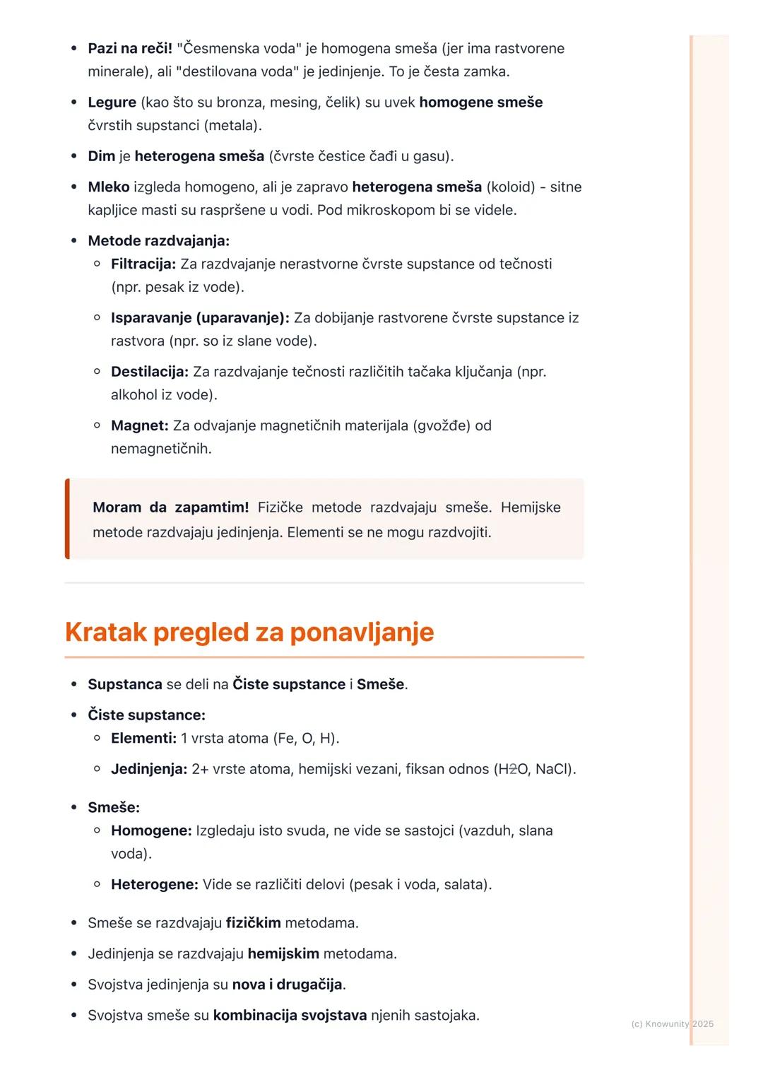 # Smeše i čiste supstance

Uvod i osnovni pojmovi

Sve oko nas je napravljeno od materije. Materija ima masu i zauzima prostor. U
hemiji, ma
