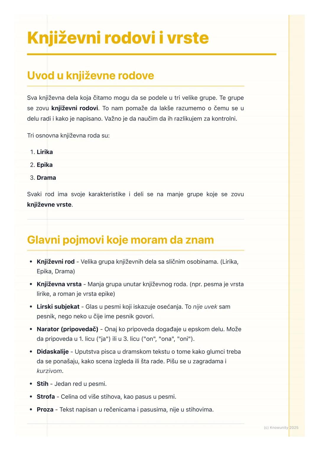 # Književni rodovi i vrste

Uvod u književne rodove

Sva književna dela koja čitamo mogu da se podele u tri velike grupe. Te grupe
se zovu k