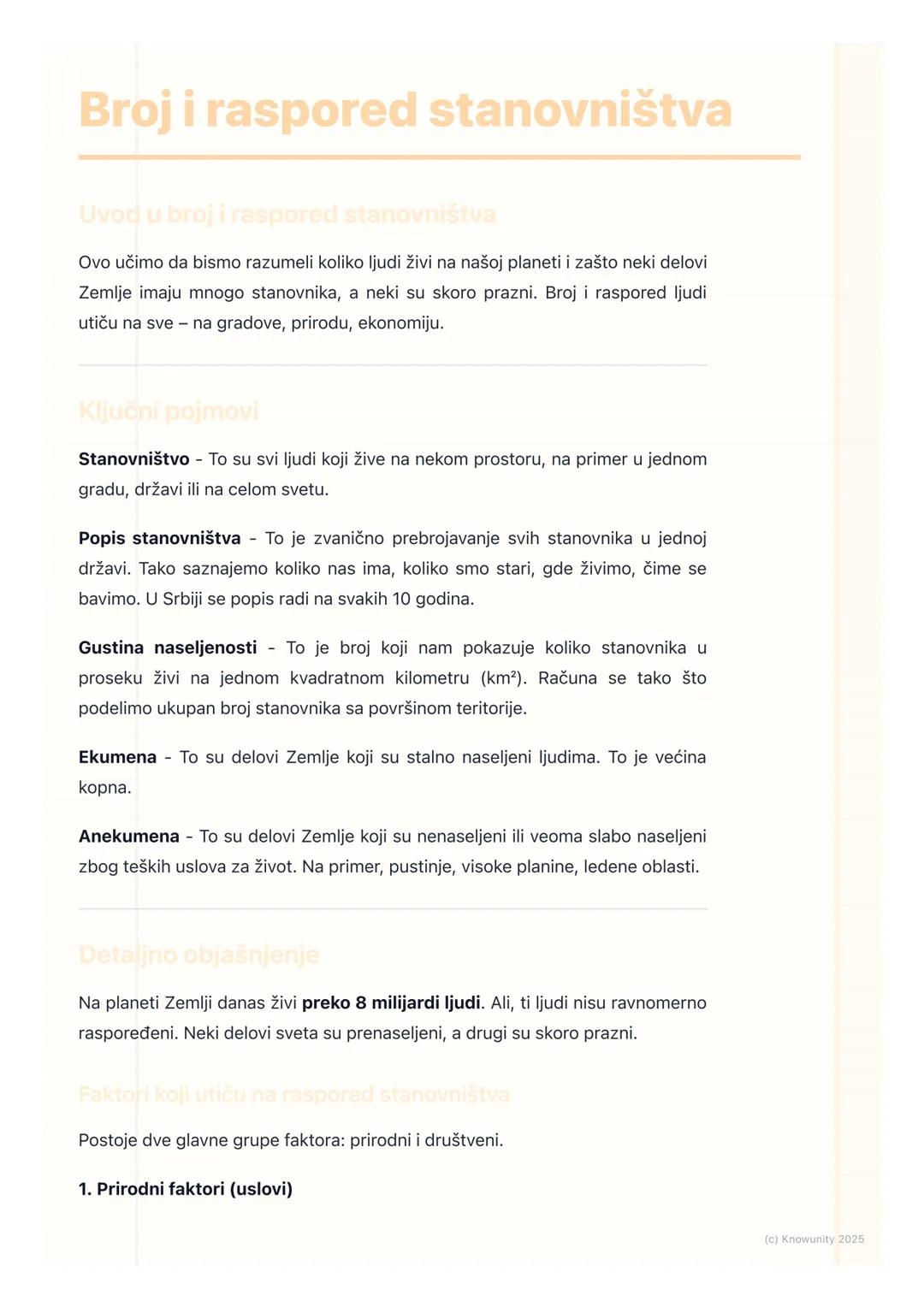 # Broj i raspored stanovništva

Uvod u broj i raspored stanovništva

Ovo učimo da bismo razumeli koliko ljudi živi na našoj planeti i zašto 
