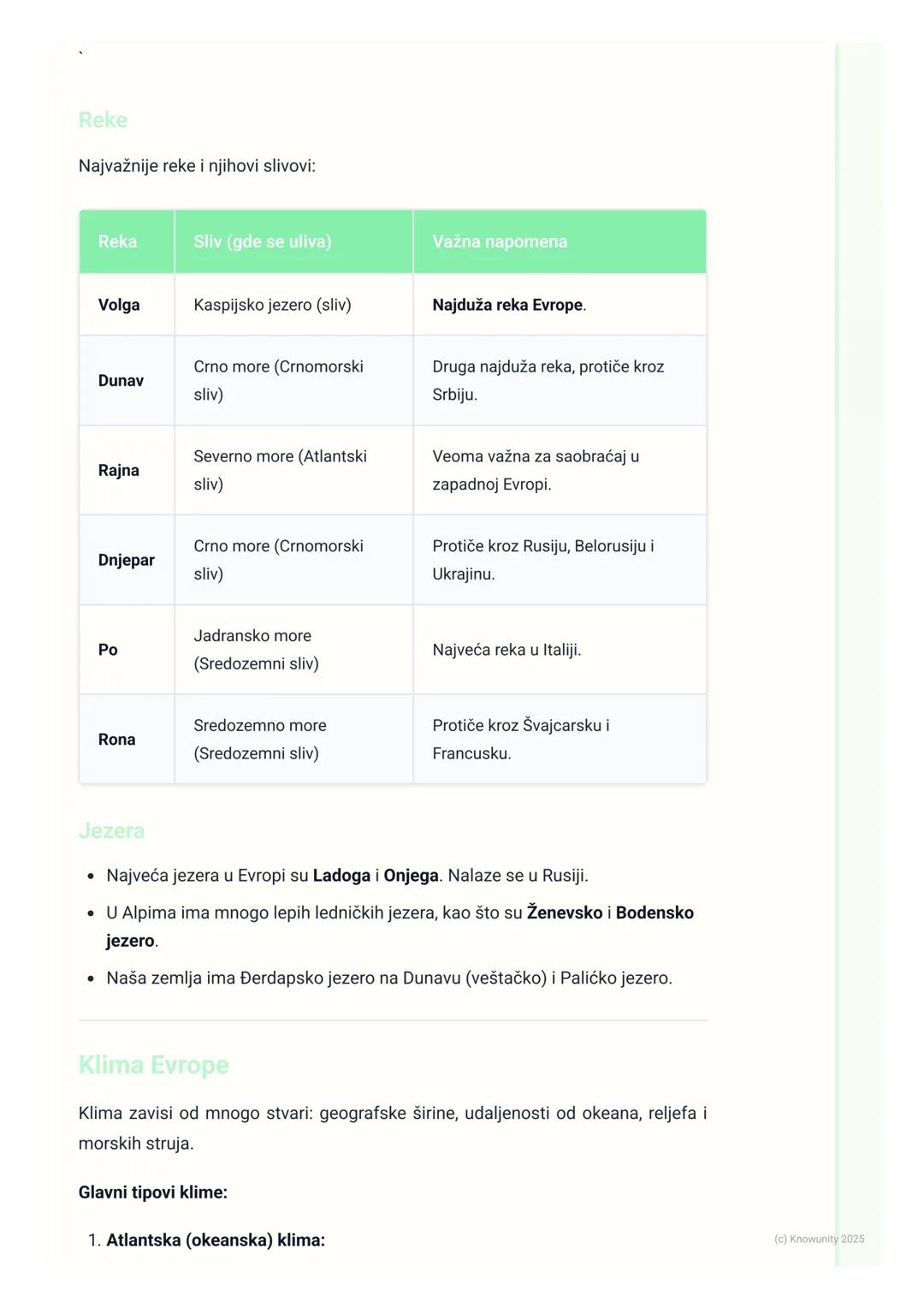 # Evropa

## Opšti pregled Evrope

Evropa je jedan od sedam kontinenata. Po površini je drugi najmanji kontinent
(samo je Australija manja),