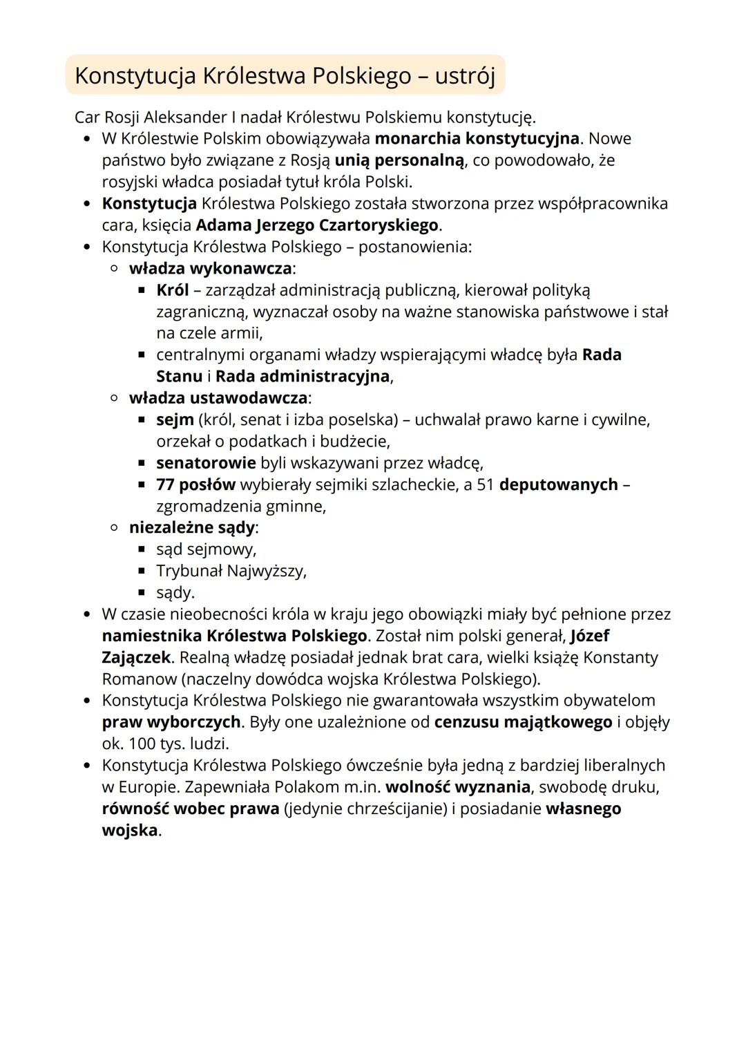 # KRÓLESTWO POLSKIE

Królestwo Polskie

Królestwo Polskie powstało z większości obszarów Księstwa
Warszawskiego.

*   Pomysłodawcą utworzeni