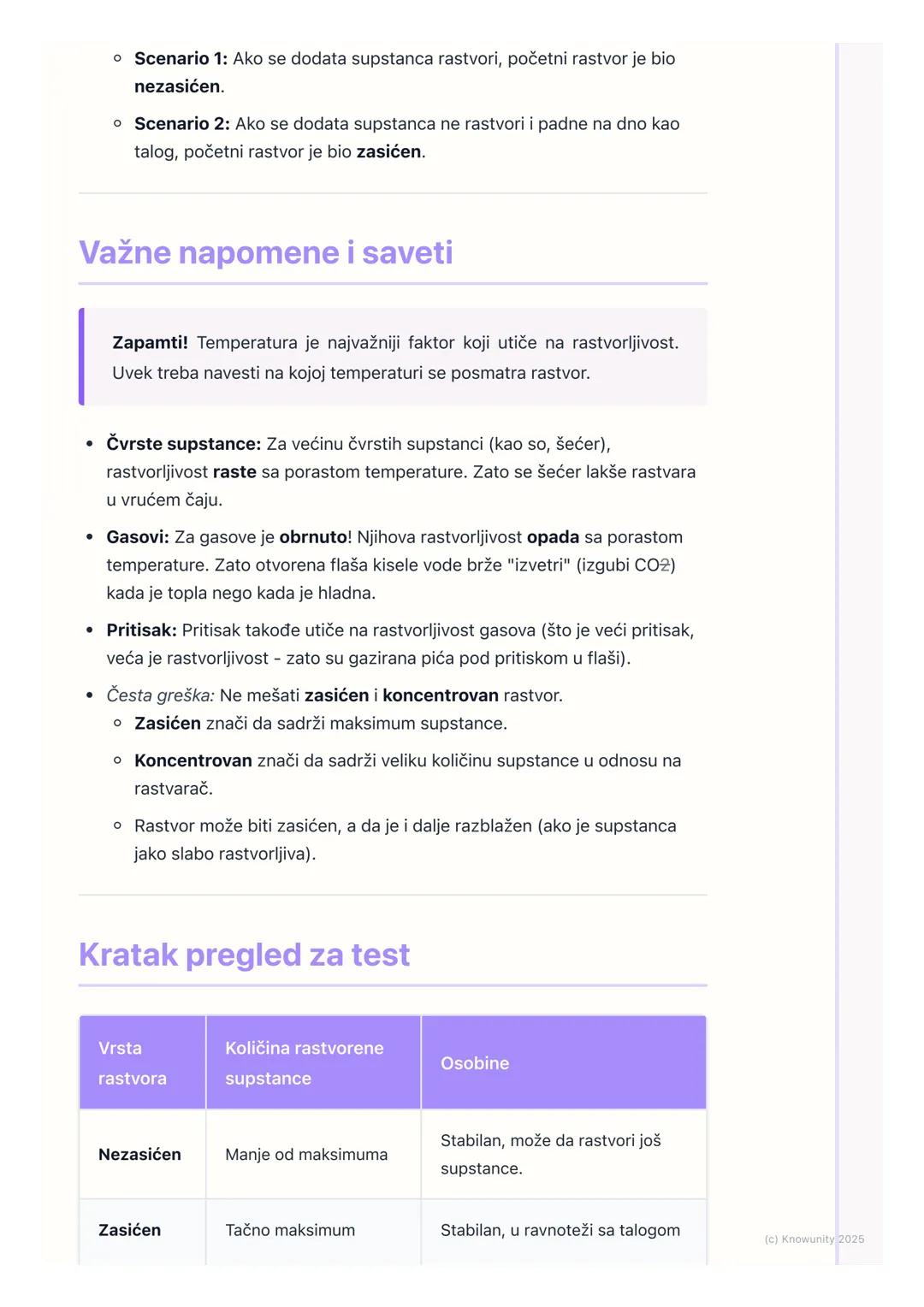 # Vrste rastvora

Uvod u vrste rastvora

Rastvori se razlikuju po tome koliko rastvorene supstance sadrže u određenoj
količini rastvarača. N
