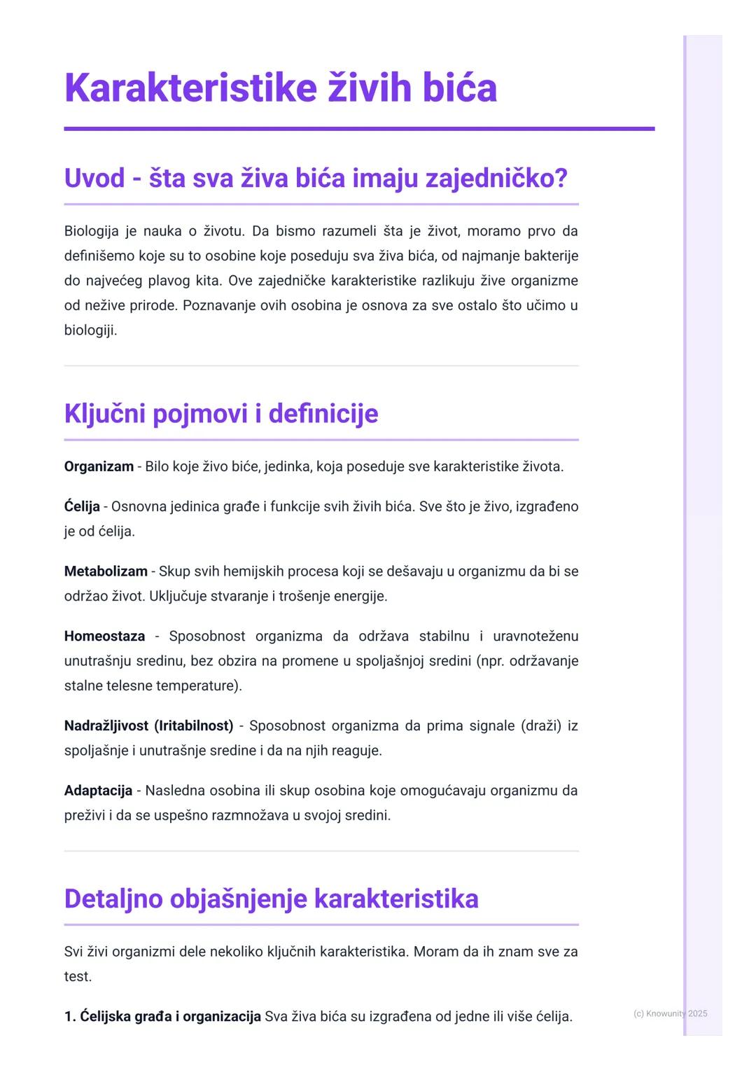# Karakteristike živih bića

## Uvod - šta sva živa bića imaju zajedničko?

Biologija je nauka o životu. Da bismo razumeli šta je život, mor