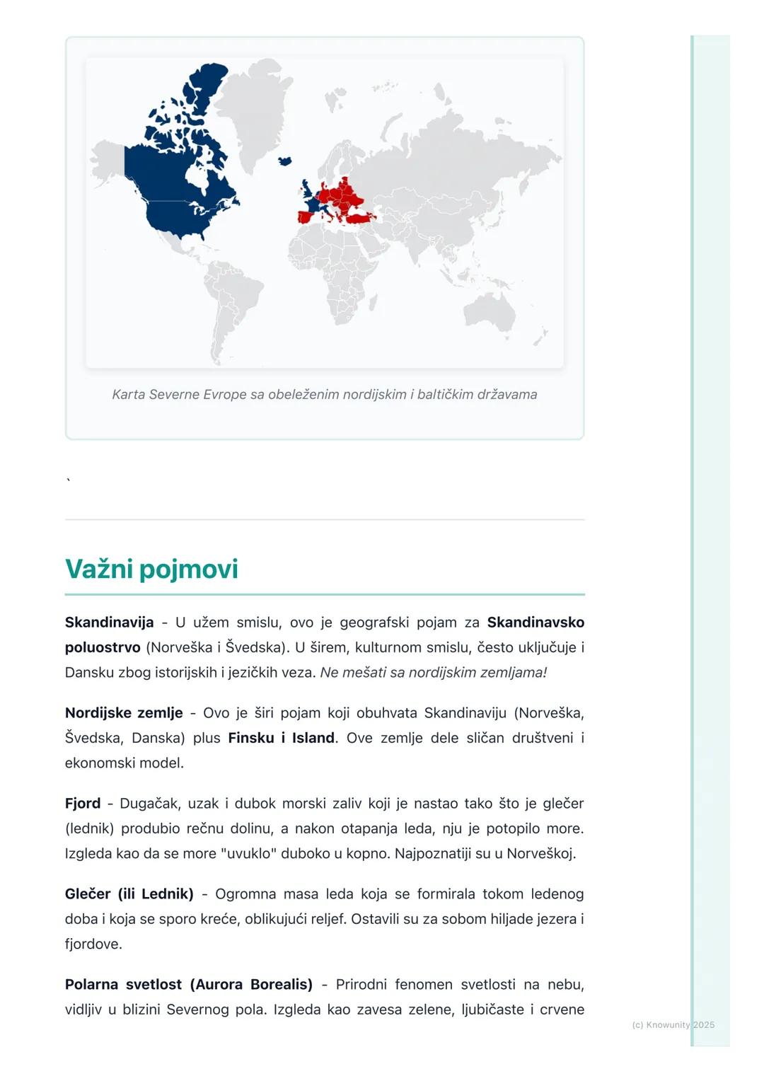 # Opšte karakteristike Severne
Evrope

Opšti pregled i položaj

Severna Evropa obuhvata Skandinavsko poluostrvo, poluostrvo Jiland, Island i