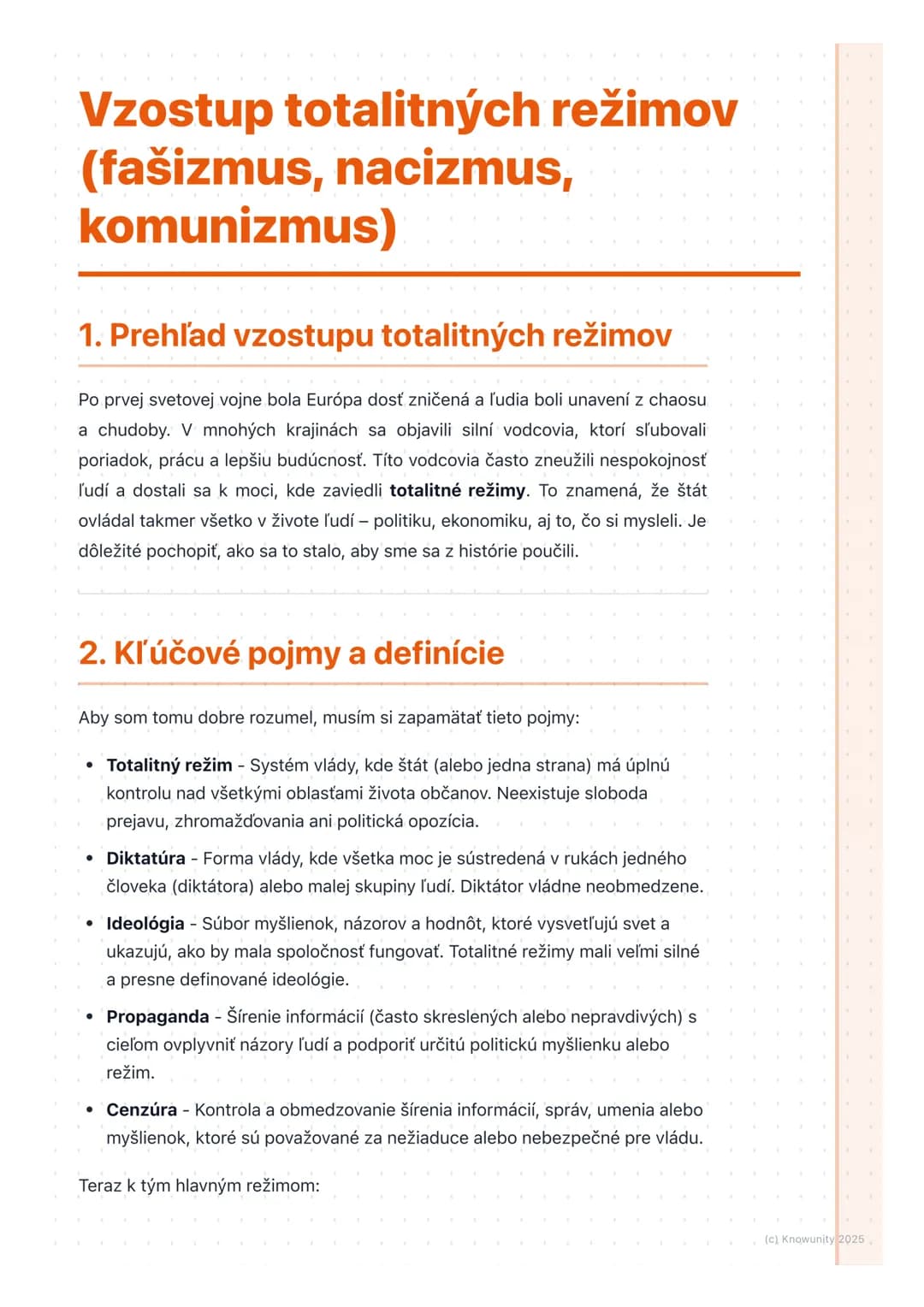 # Vzostup totalitných režimov
(fašizmus, nacizmus,
komunizmus)

1. Prehľad vzostupu totalitných režimov

Po prvej svetovej vojne bola Európa