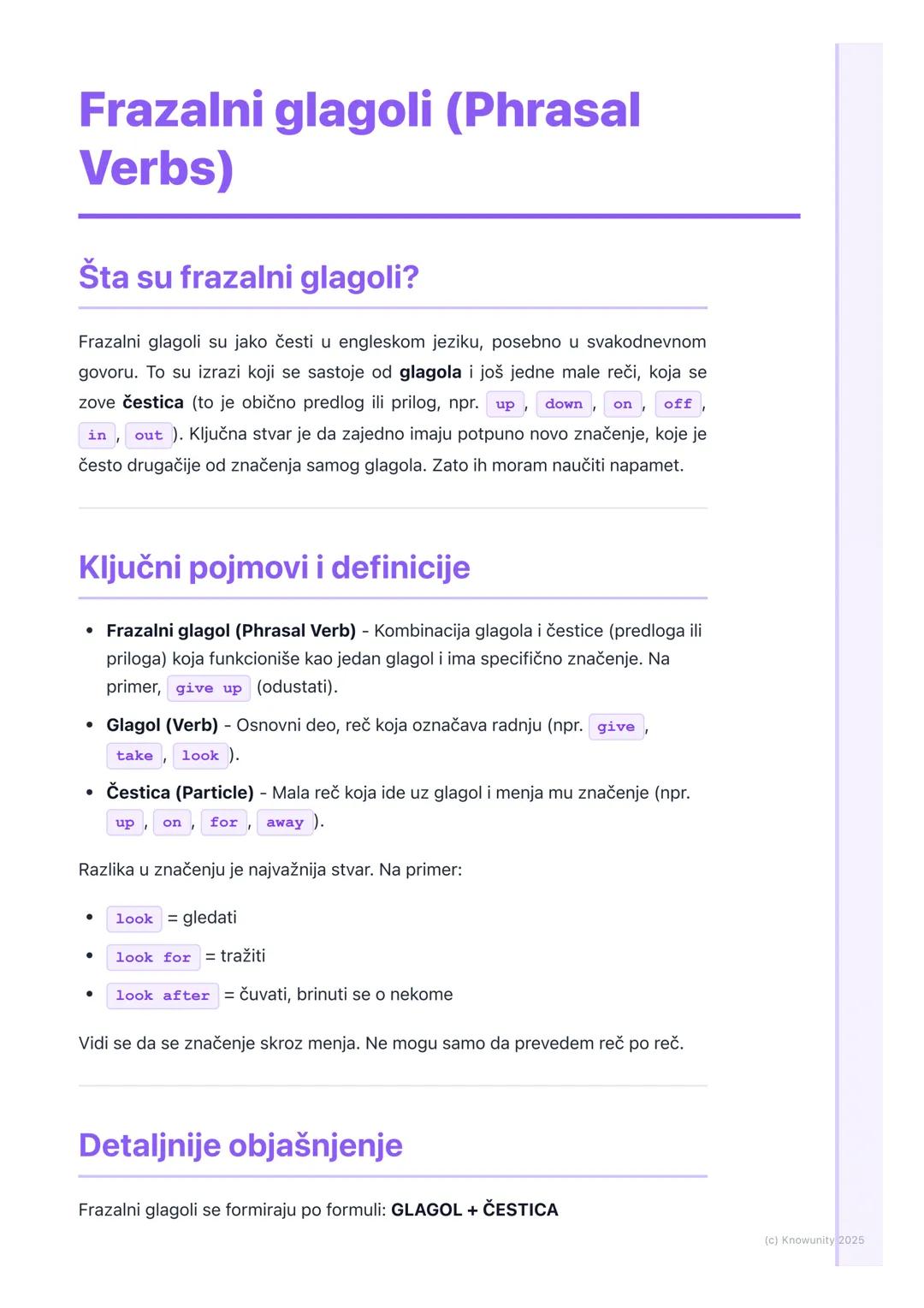 # Frazalni glagoli (Phrasal
Verbs)

Šta su frazalni glagoli?

Frazalni glagoli su jako česti u engleskom jeziku, posebno u svakodnevnom
govo