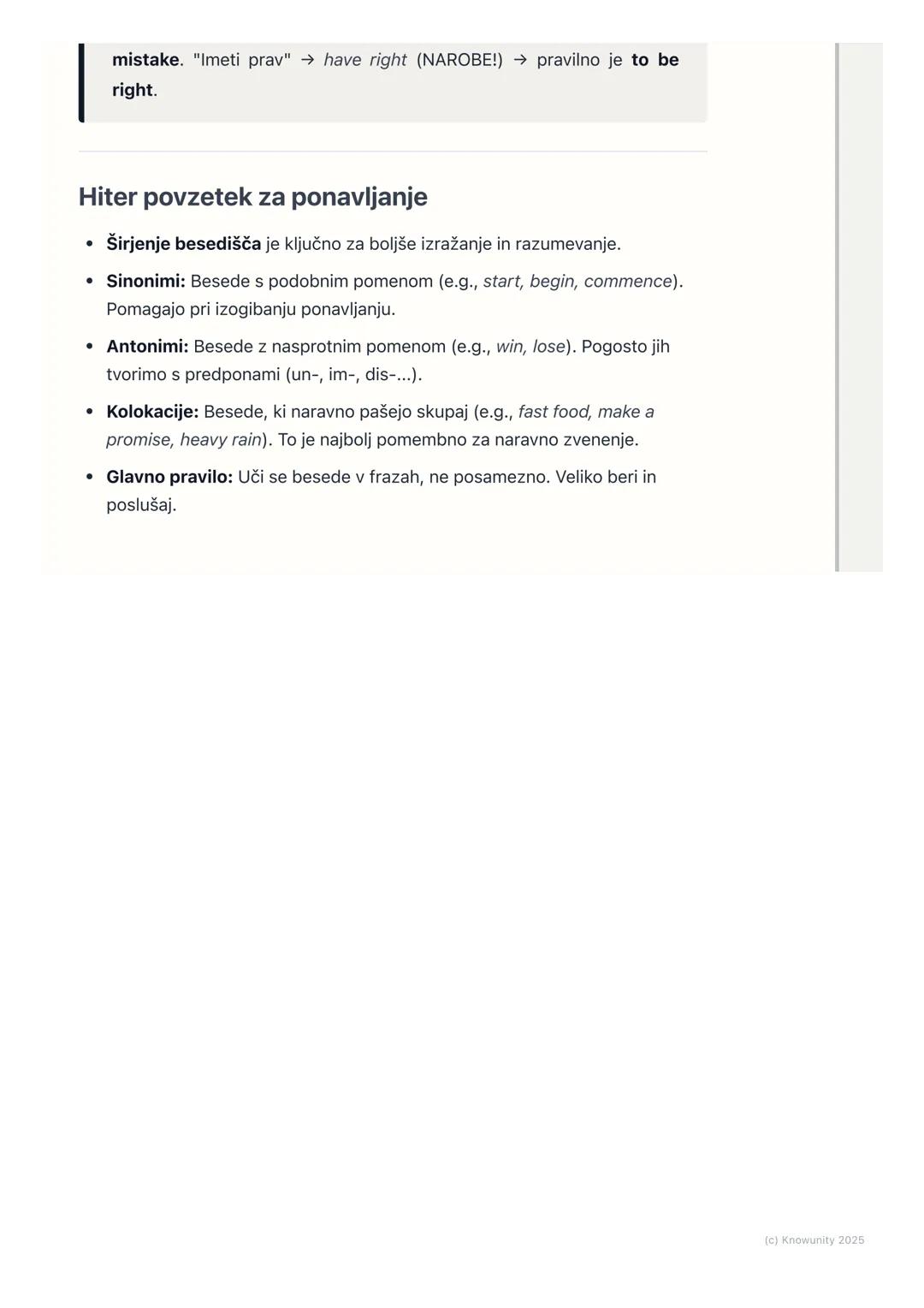 # Širjenje besedišča
(Vocabulary Expansion)

Uvod v širjenje besedišča

Za dobro znanje angleščine ni dovolj samo poznati slovnico, ampak je