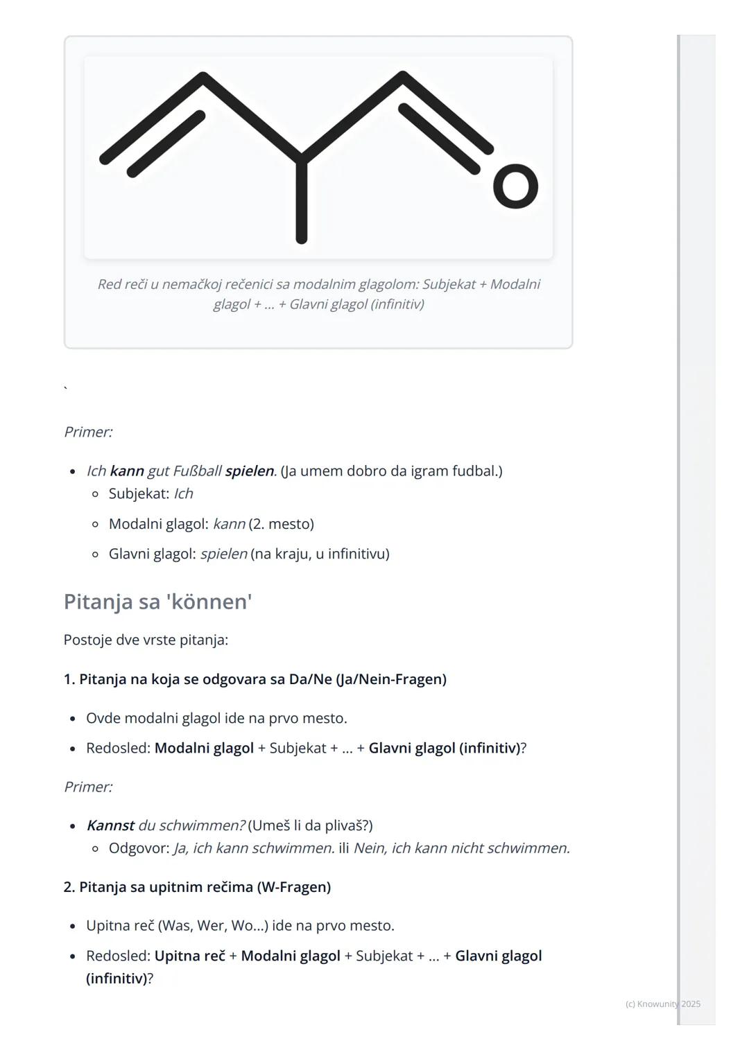 # Modalni glagol 'können'

## Uvod u glagol 'können'

Modalni glagoli su pomoćni glagoli koji menjaju značenje glavnog glagola u
rečenici. G