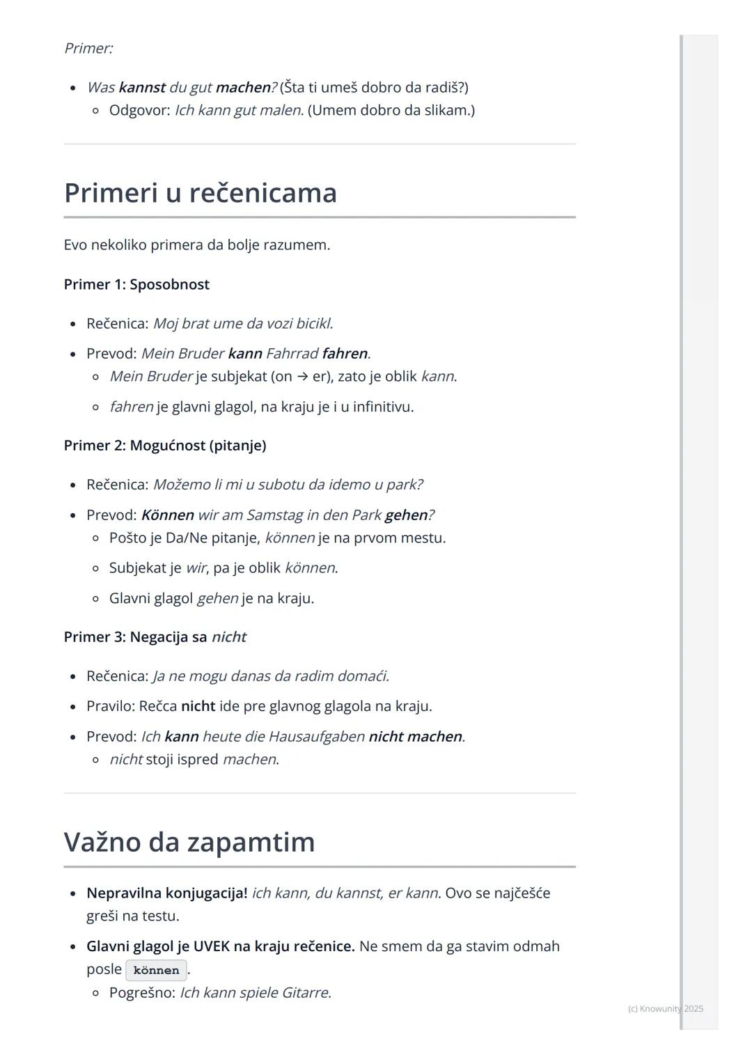 # Modalni glagol 'können'

## Uvod u glagol 'können'

Modalni glagoli su pomoćni glagoli koji menjaju značenje glavnog glagola u
rečenici. G
