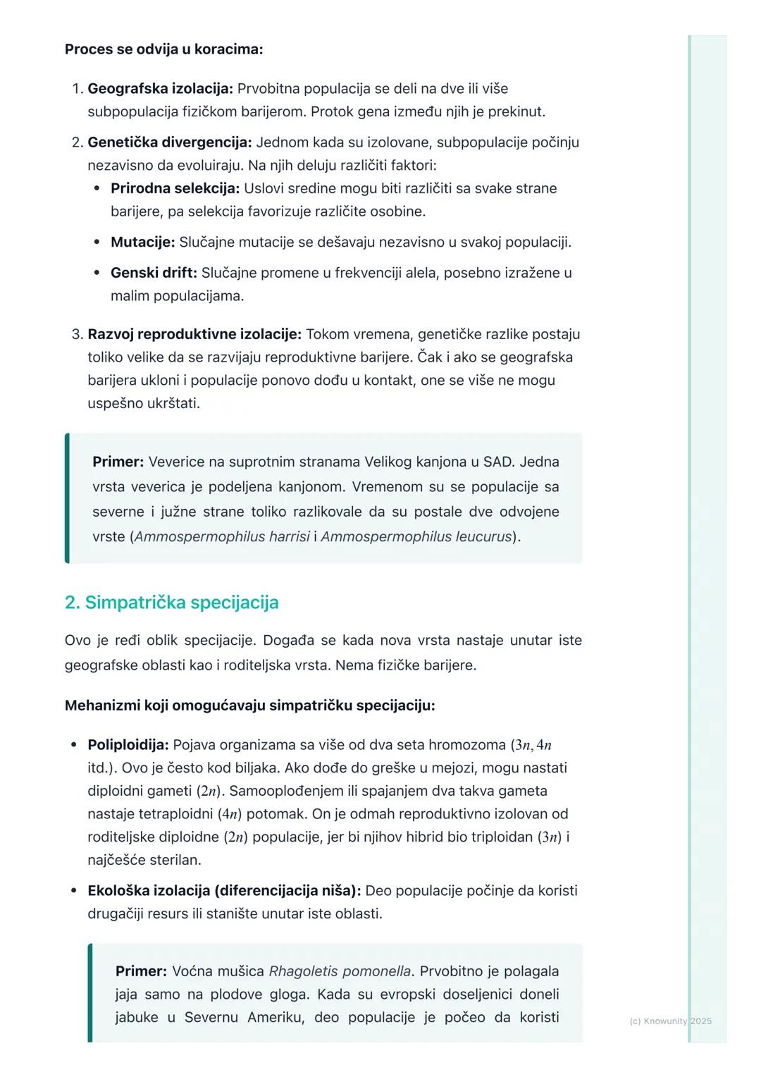 # Specijacija

## Šta je specijacija?

Specijacija je evolutivni proces nastanka novih bioloških vrsta iz već
postojećih. To je ključni meha