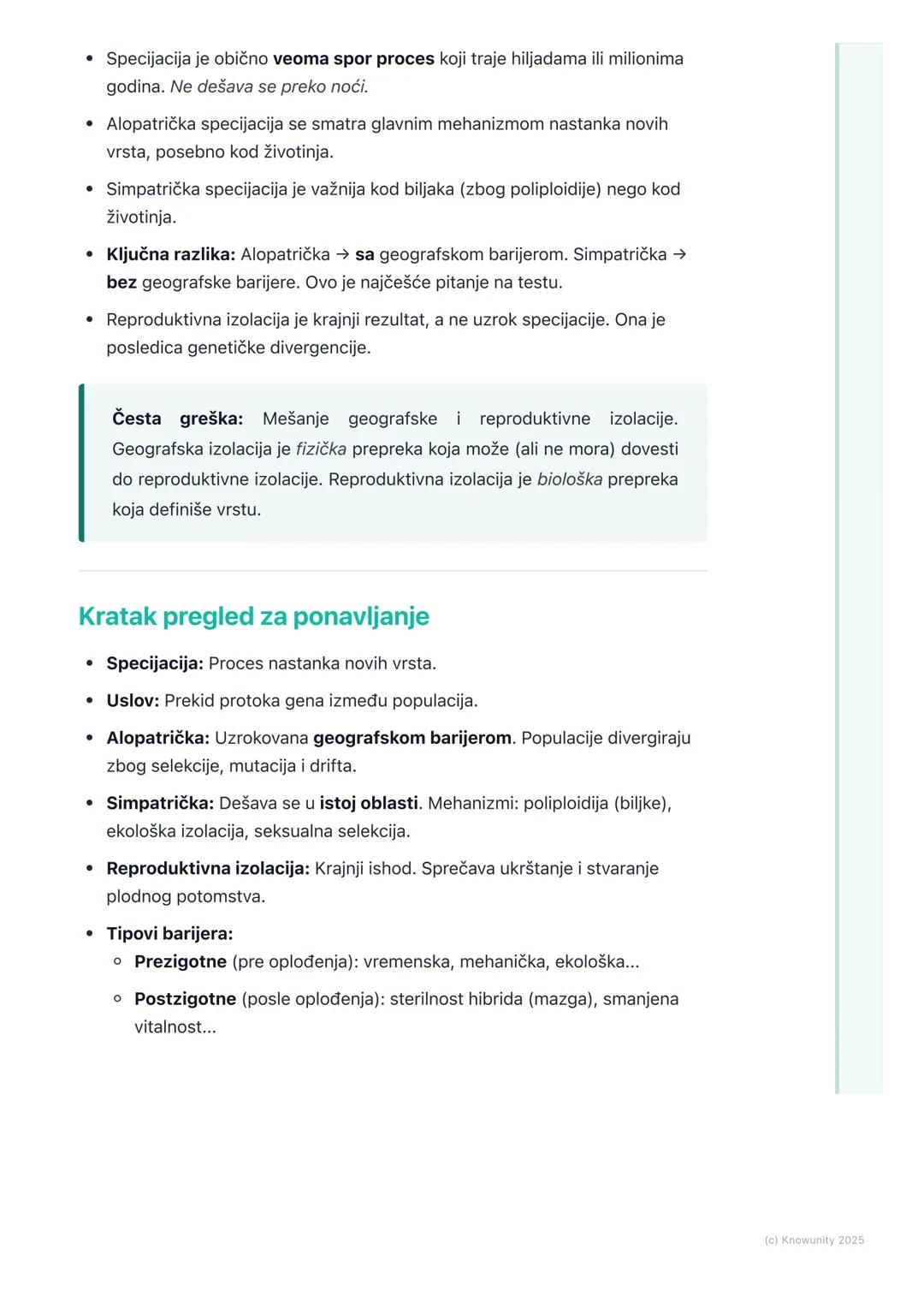 # Specijacija

## Šta je specijacija?

Specijacija je evolutivni proces nastanka novih bioloških vrsta iz već
postojećih. To je ključni meha