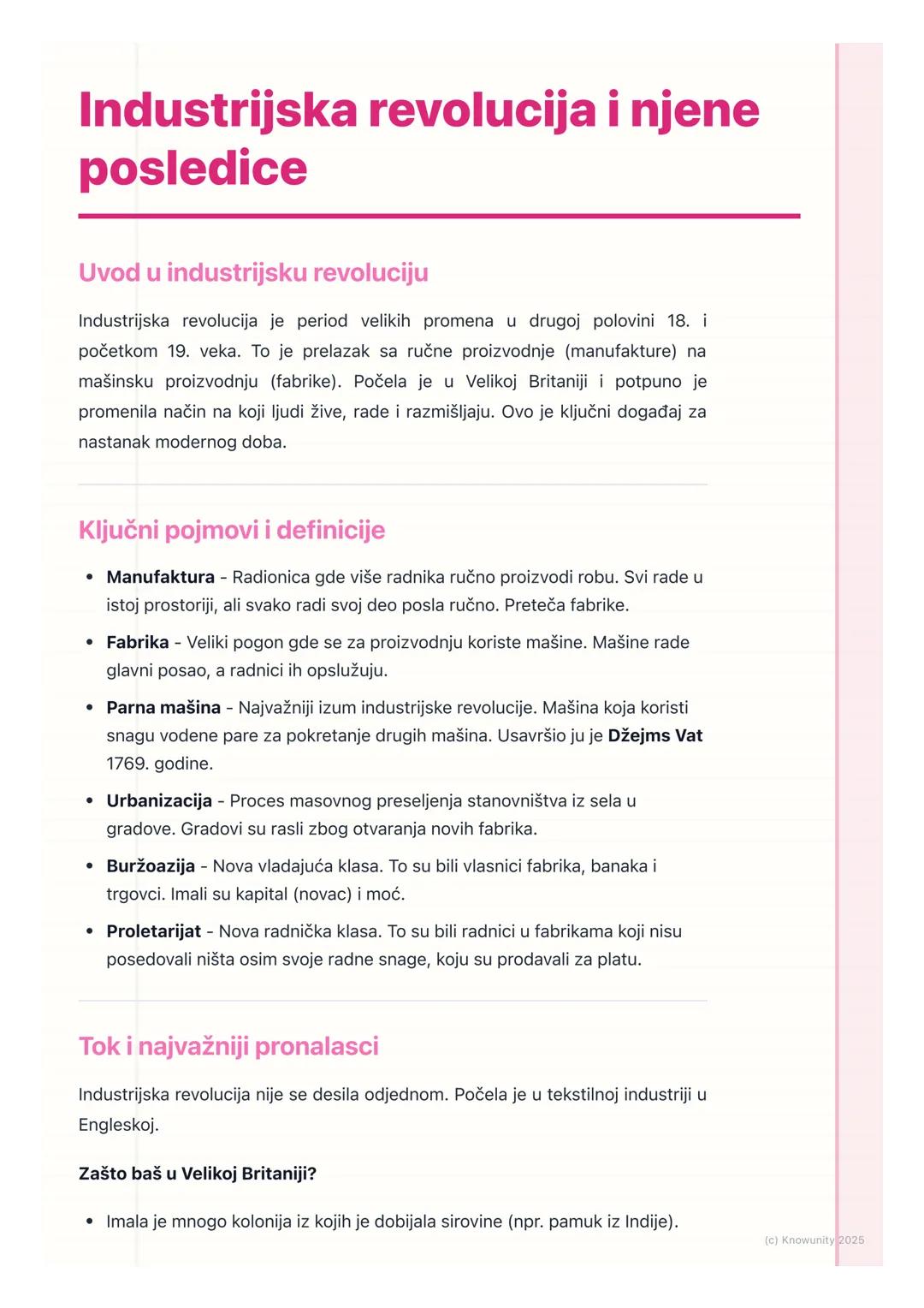 # Industrijska revolucija i njene
posledice

Uvod u industrijsku revoluciju

Industrijska revolucija je period velikih promena u drugoj polo