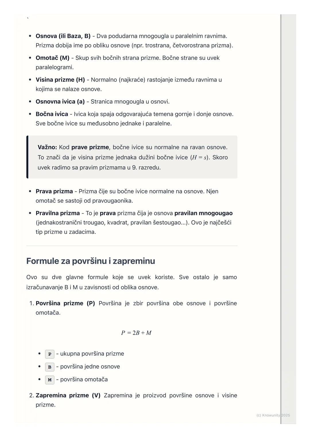 # Prizma

Šta je prizma?

Prizma je geometrijsko telo ograničeno sa dva podudarna i paralelna
mnogougla (to su osnove ili baze) i paralelogr