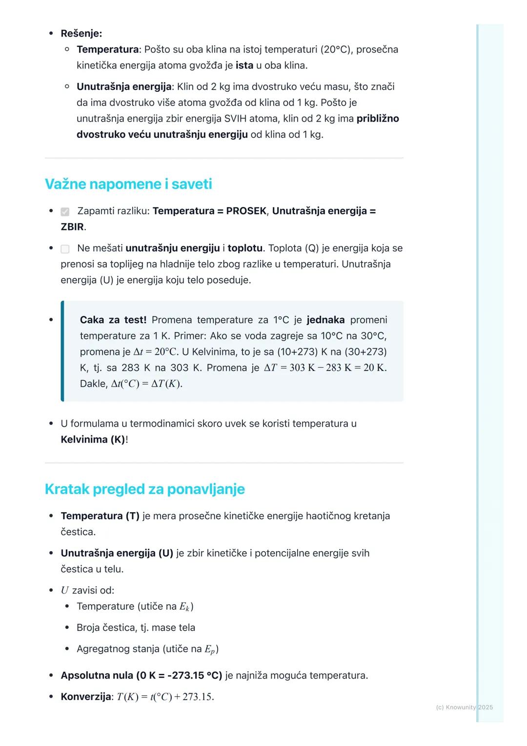 # Temperatura i Unutrašnja
Energija

Uvodni pregled

Temperatura i unutrašnja energija su osnovni pojmovi u termodinamici.
Svakodnevno koris