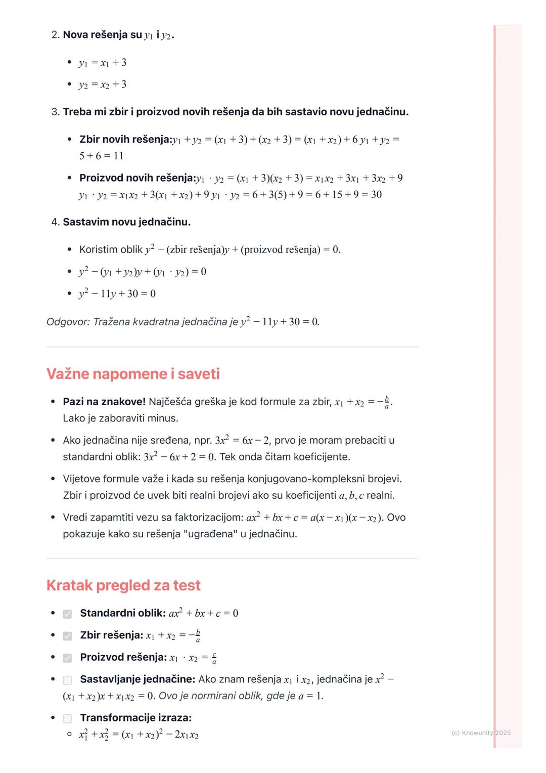 # Vijetove formule

Uvod u Vijetove formule

Vijetove formule su pravila koja povezuju rešenja (korene) kvadratne jednačine
sa njenim koefic