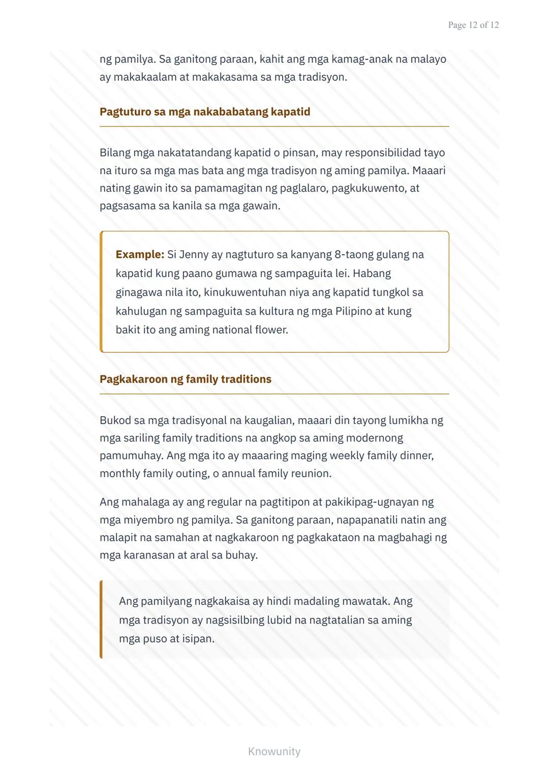 # Pagpapahalaga sa Kultura at Tradisyon: Kahalagahan ng Pamilyang Pilipino

Pag-aaral sa mahahalagang papel ng pamilya sa kultura ng Pilipin