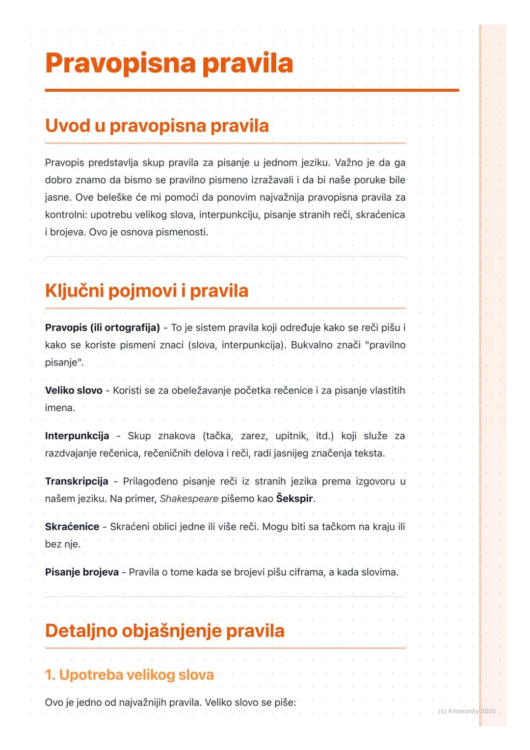 # Pravopisna pravila

## Uvod u pravopisna pravila

Pravopis predstavlja skup pravila za pisanje u jednom jeziku. Važno je da ga
dobro znamo