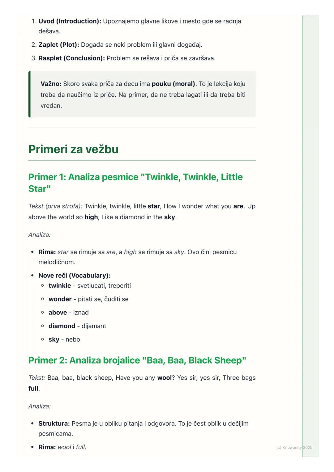 # Pesme i priče

## Uvod: Zašto učimo pesme i priče?

Učenje pesama, brojalica i kratkih priča na engleskom je super način da se
lakše nauči