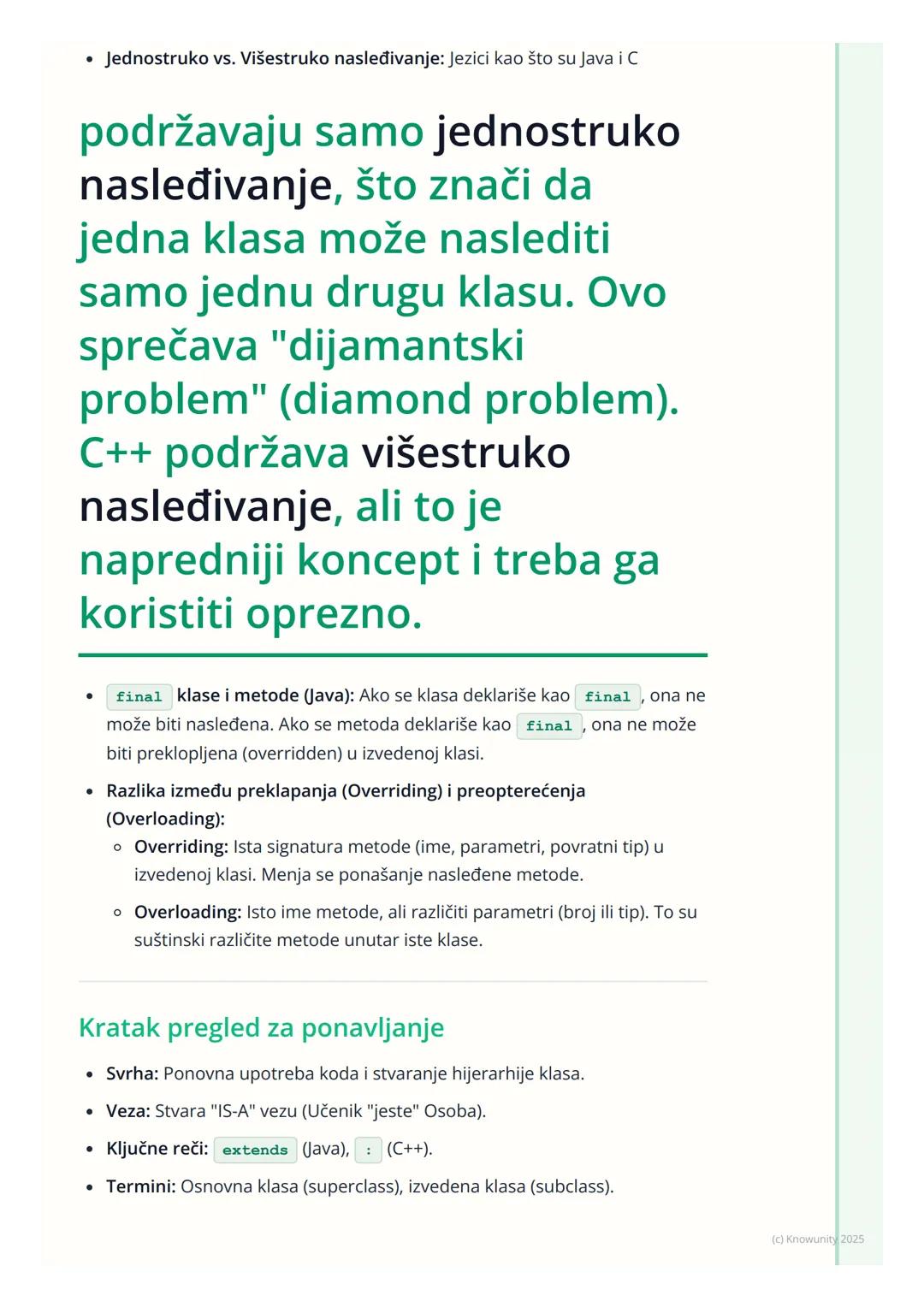 # Nasleđivanje

Uvod u nasleđivanje

Nasleđivanje je jedan od osnovnih stubova objektno-orijentisanog
programiranja (OOP), pored enkapsulaci