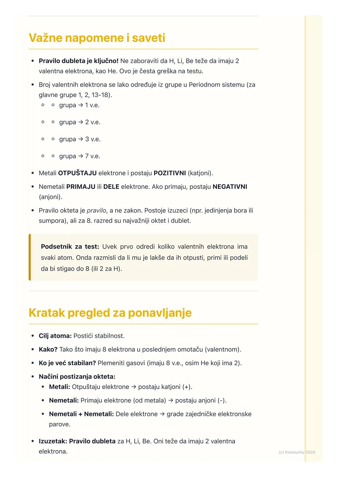 # Pravilo okteta

## Uvod u pravilo okteta

Atomi se u prirodi retko nalaze sami. Uglavnom se spajaju sa drugim atomima i
grade hemijske vez