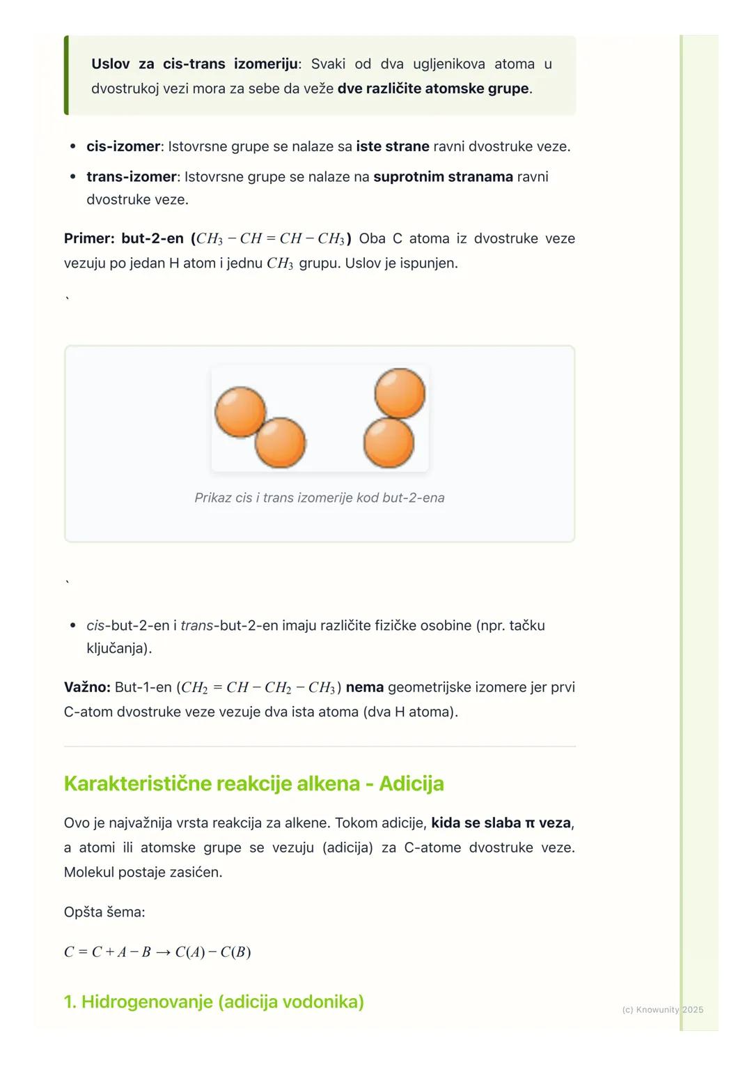 # Alkeni

Opšte karakteristike alkena

Alkeni su nezasićeni ugljovodonici koji u svom molekulu sadrže najmanje
jednu dvostruku vezu između d