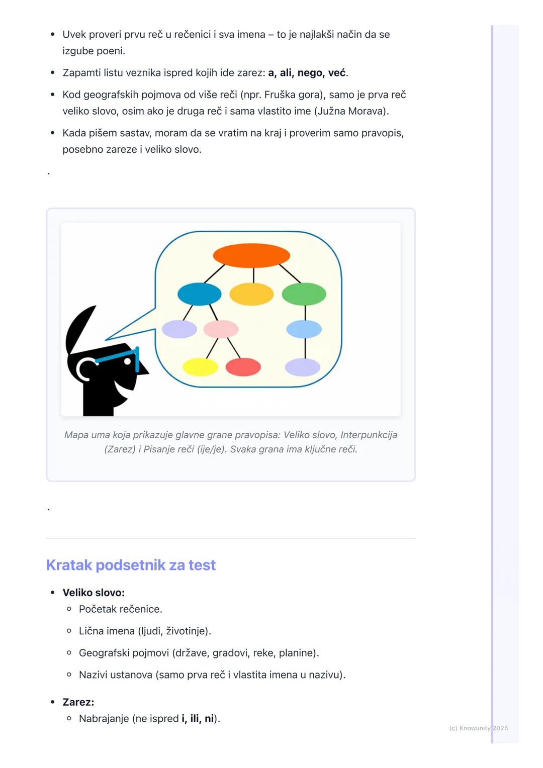 # Pravopis

## Pravopis - podsetnik za kontrolni

Pravopis su pravila o pravilnom pisanju. Moram ovo dobro da naučim za
kontrolni, ali i za 