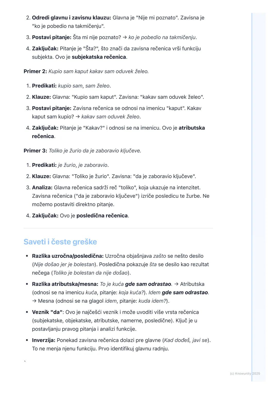 # Vrste zavisnih rečenica
(produbljeno)

Uvod u zavisne rečenice

Složena rečenica se sastoji od najmanje dve proste rečenice (klauze). Zavi