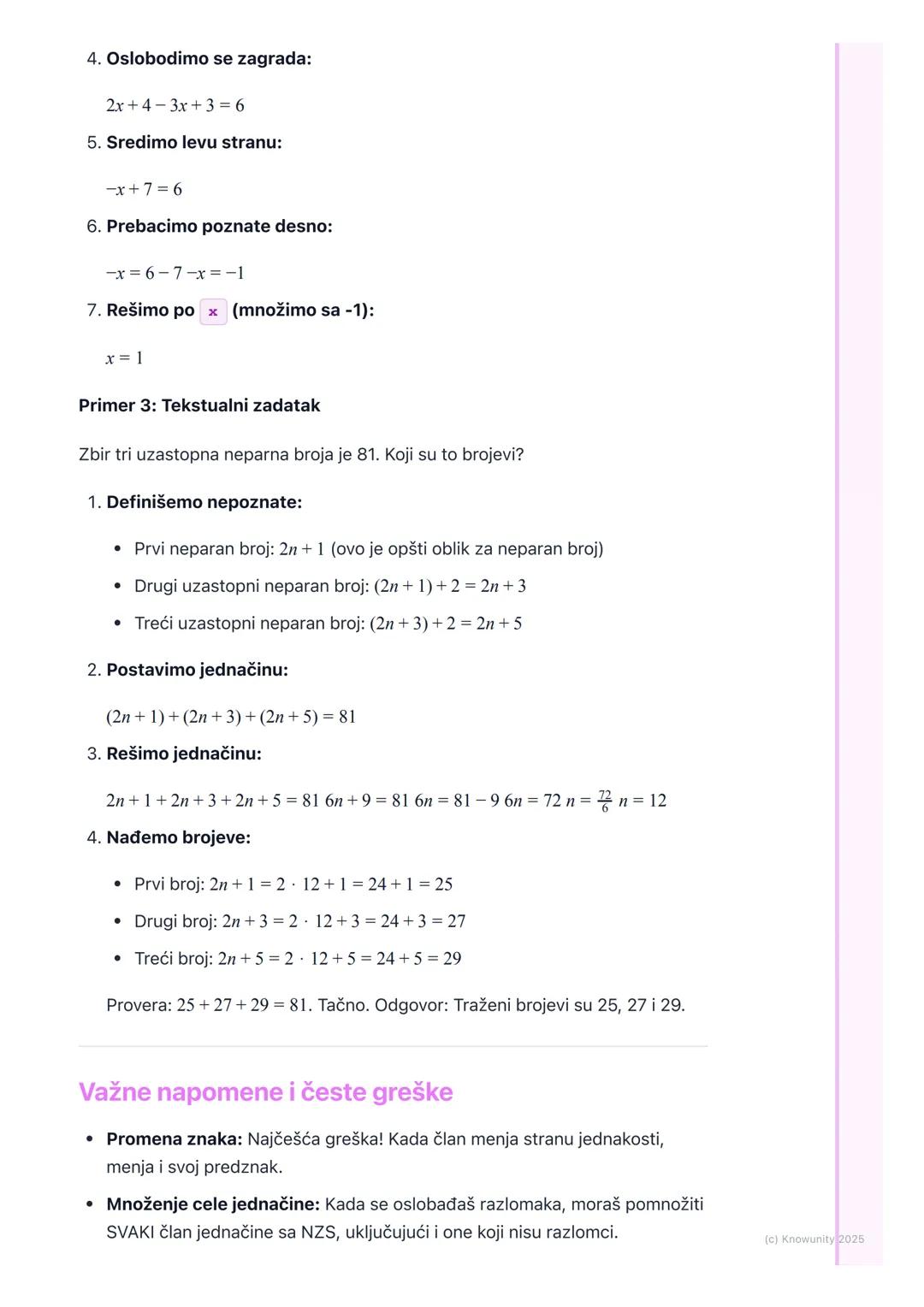 # Linearne jednačine sa jednom
nepoznatom

Uvod u linearne jednačine

Linearne jednačine sa jednom nepoznatom su najosnovniji tip jednačina.