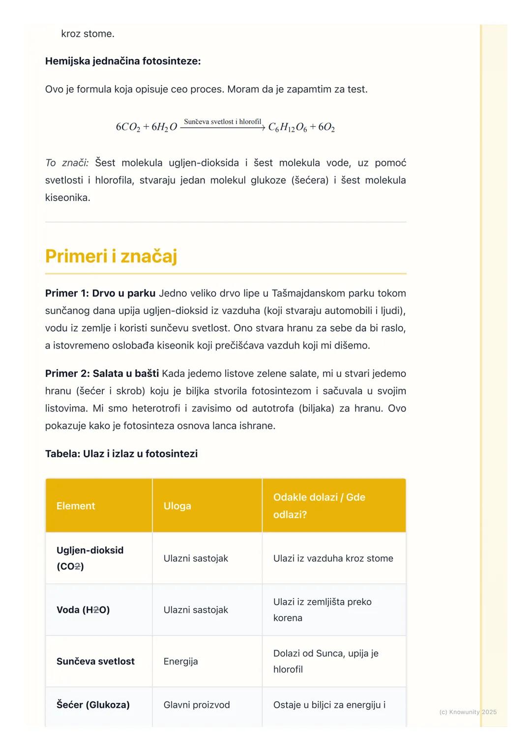 # Fotosinteza

## Šta je fotosinteza?

Fotosinteza je proces u kojem zelene biljke, alge i neke bakterije koriste
sunčevu svetlost da bi stv