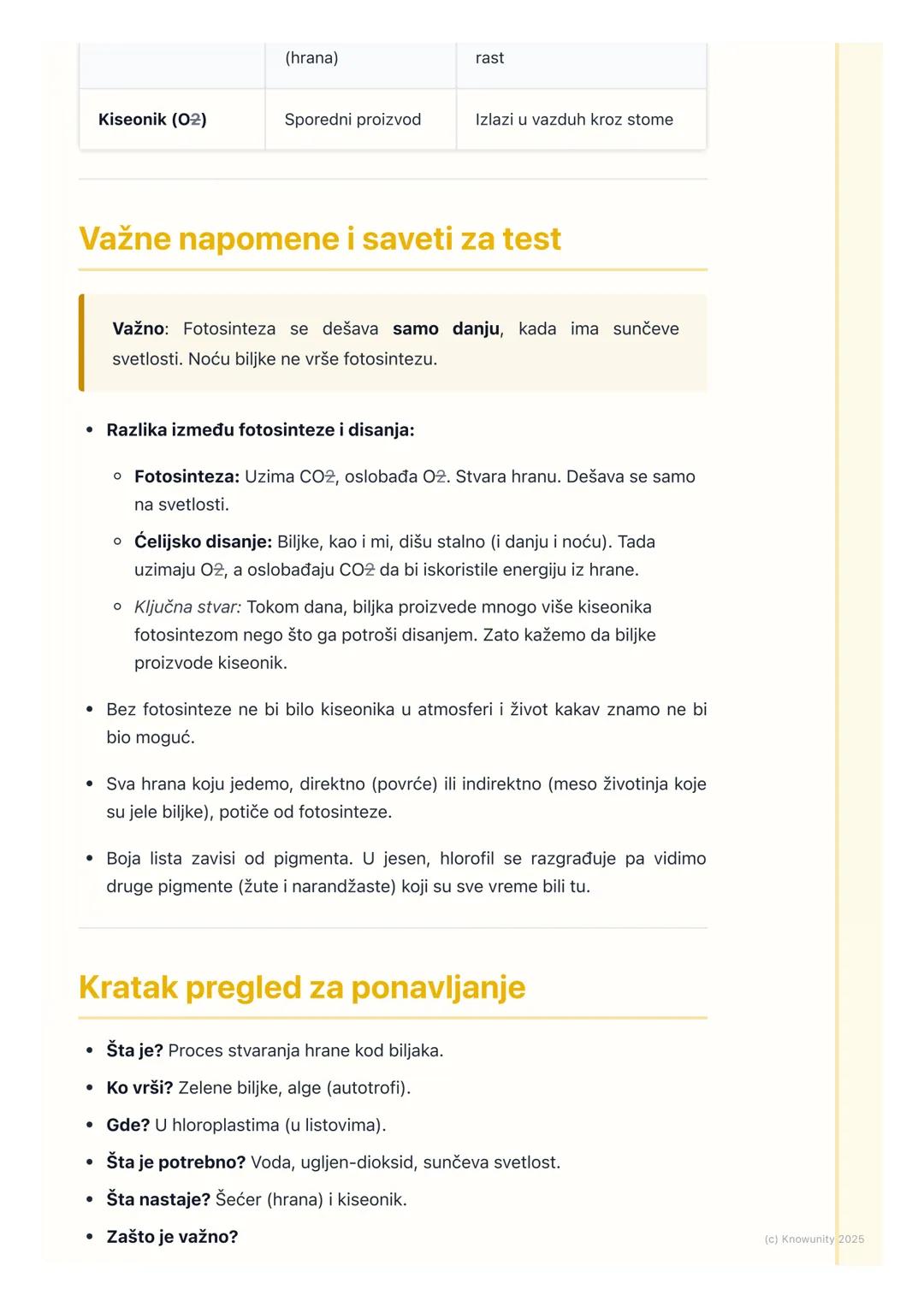 # Fotosinteza

## Šta je fotosinteza?

Fotosinteza je proces u kojem zelene biljke, alge i neke bakterije koriste
sunčevu svetlost da bi stv