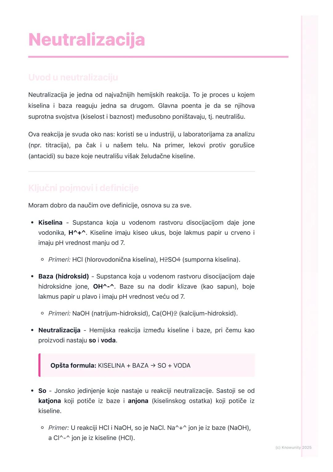 # Neutralizacija

Uvod u neutralizaciju

Neutralizacija je jedna od najvažnijih hemijskih reakcija. To je proces u kojem
kiselina i baza rea
