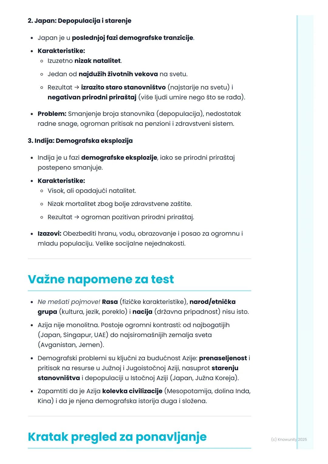 # Stanovništvo Azije

## Uvod u stanovništvo Azije

Azija je najmnogoljudniji kontinent na svetu. Na njenoj teritoriji živi više
od 4,7 mili