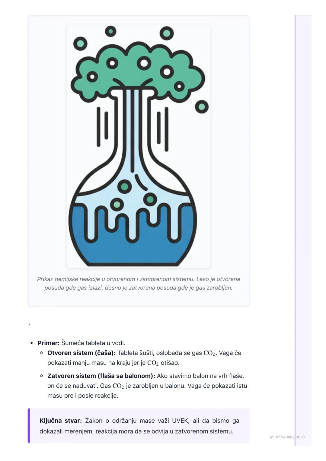 # Zakon o održanju mase

Uvod u zakon o održanju mase

Ovo je jedan od osnovnih zakona u hemiji. Kaže da se tokom hemijske reakcije
masa ne 