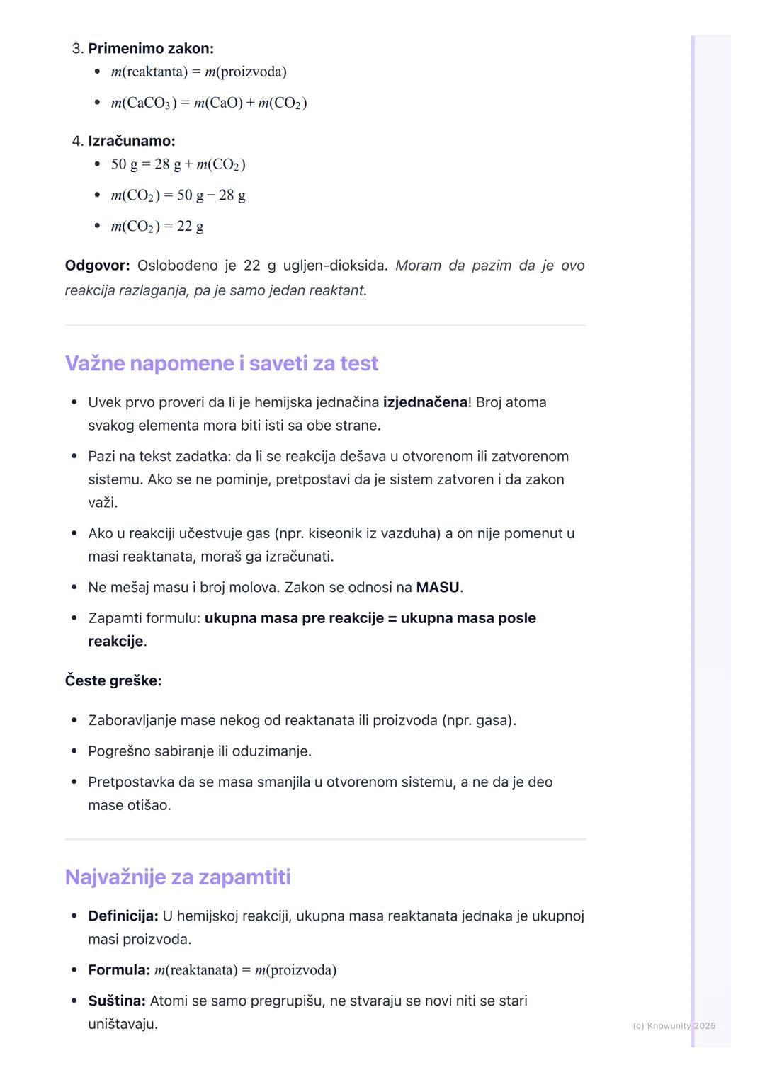 # Zakon o održanju mase

Uvod u zakon o održanju mase

Ovo je jedan od osnovnih zakona u hemiji. Kaže da se tokom hemijske reakcije
masa ne 