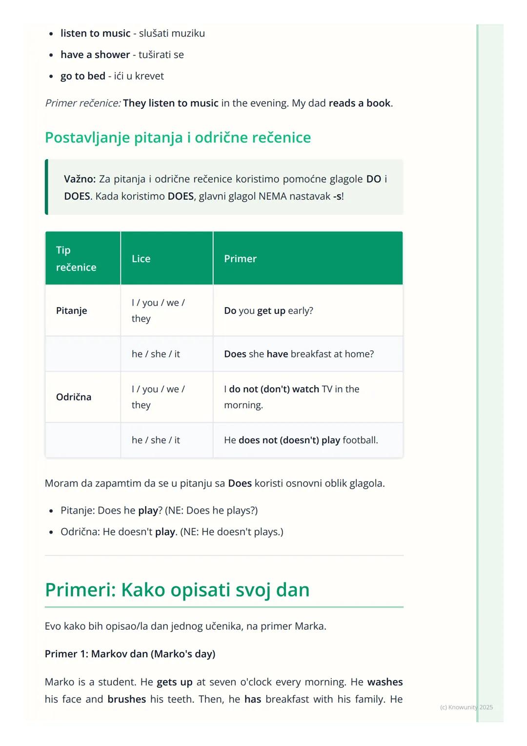 # Moj dan i rutina

## Uvod: Moj dan i rutina

Ova lekcija je važna da naučim kako da na engleskom ispričam šta radim
svakog dana. Koristi s