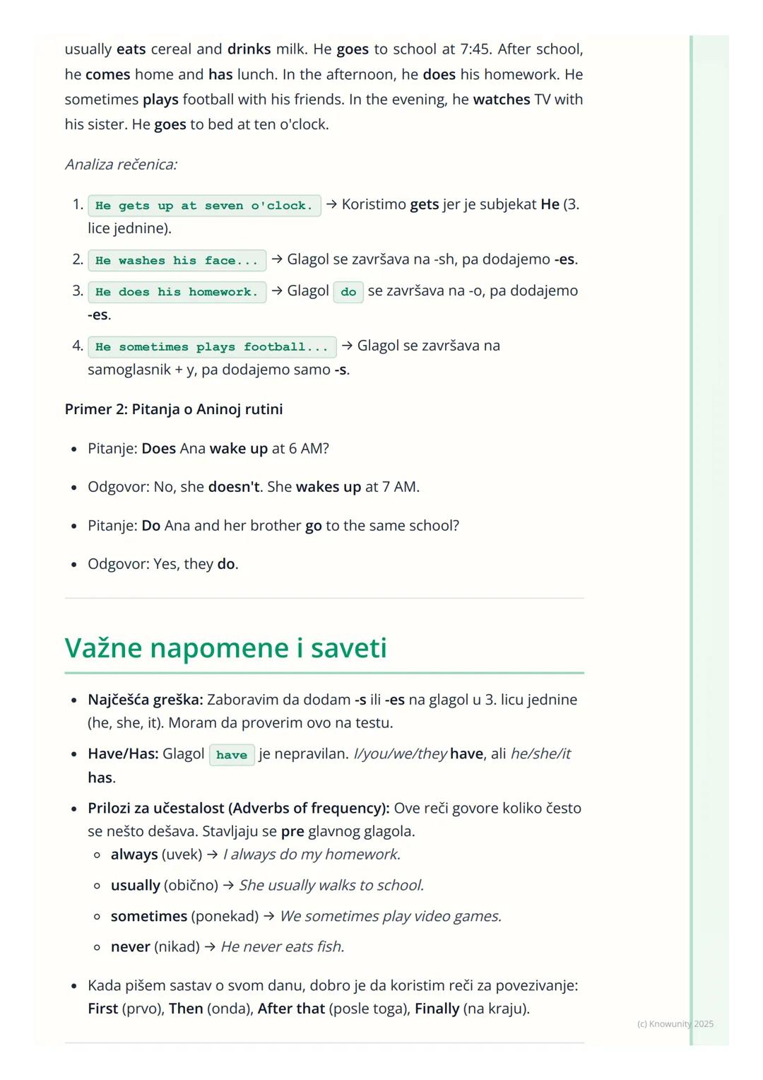 # Moj dan i rutina

## Uvod: Moj dan i rutina

Ova lekcija je važna da naučim kako da na engleskom ispričam šta radim
svakog dana. Koristi s