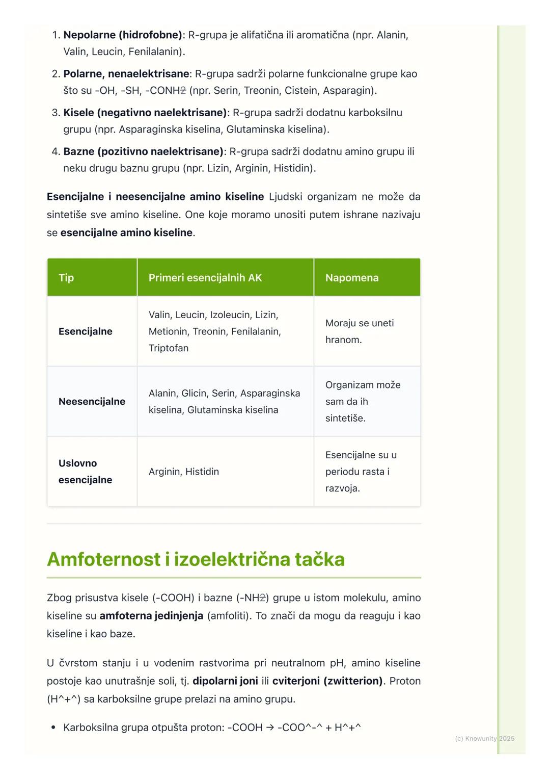 # Amino kiseline

## Opšte karakteristike amino kiselina

Amino kiseline su osnovne gradivne jedinice proteina. To su organska
jedinjenja ko
