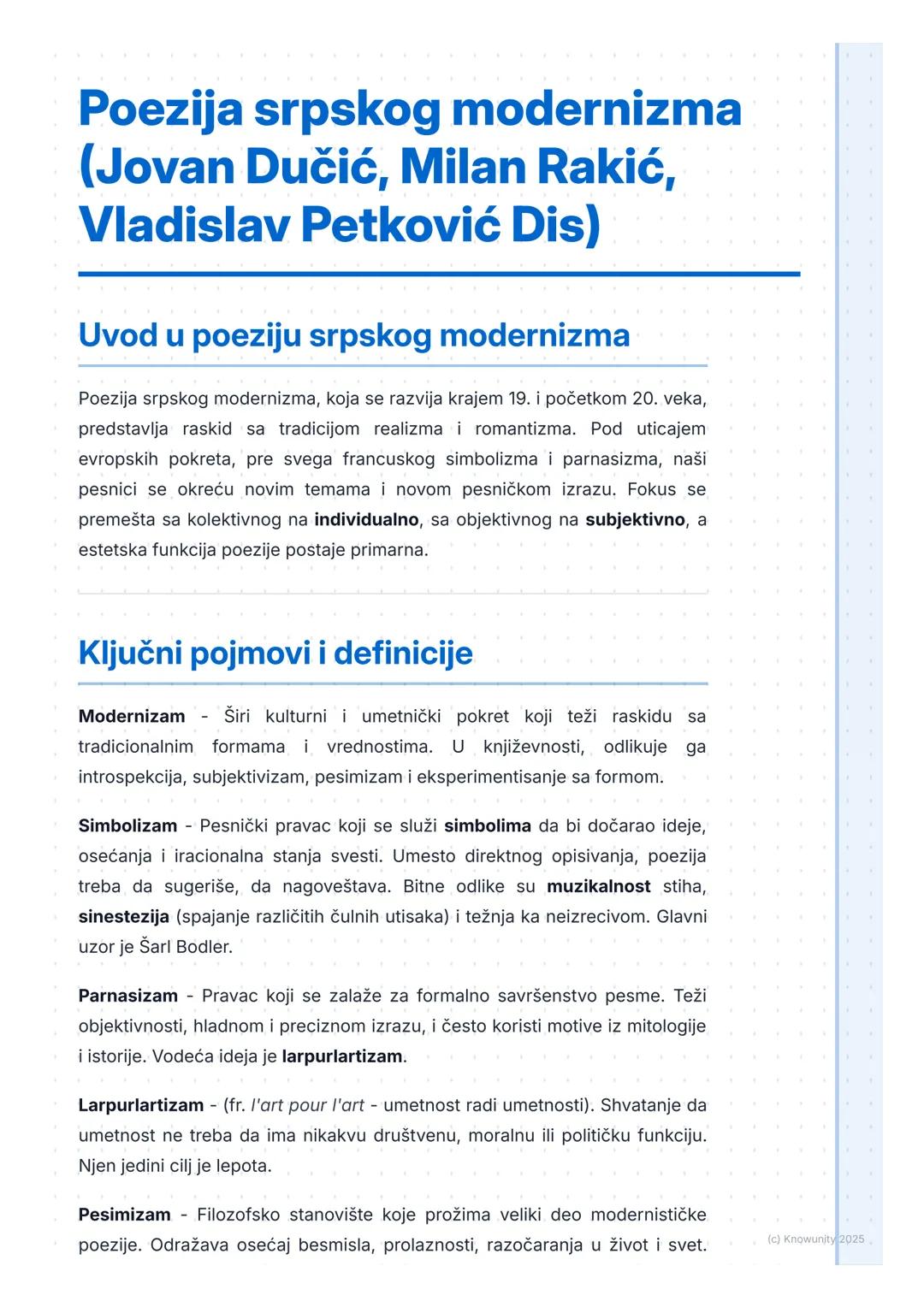 # Poezija srpskog modernizma
(Jovan Dučić, Milan Rakić,
Vladislav Petković Dis)

Uvod u poeziju srpskog modernizma

Poezija srpskog moderniz