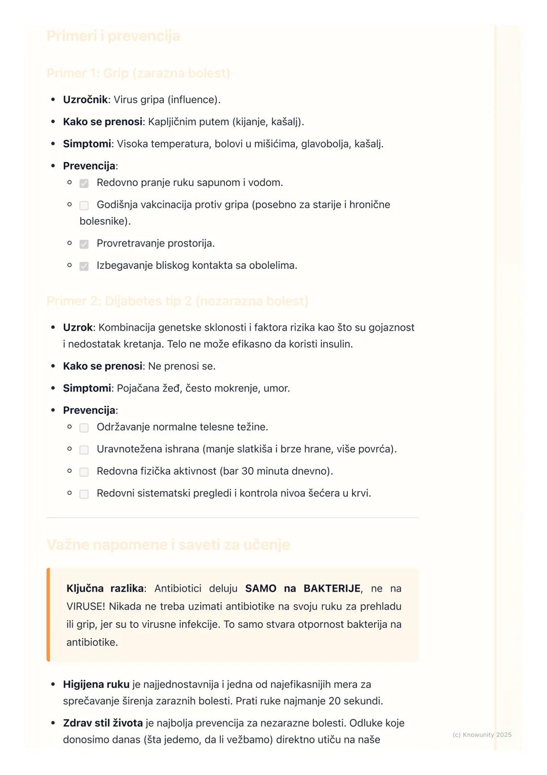 # Bolesti i prevencija

Uvod u zdravlje i bolest

Zdravlje nije samo odsustvo bolesti. Svetska zdravstvena organizacija (SZO)
kaže da je zdr