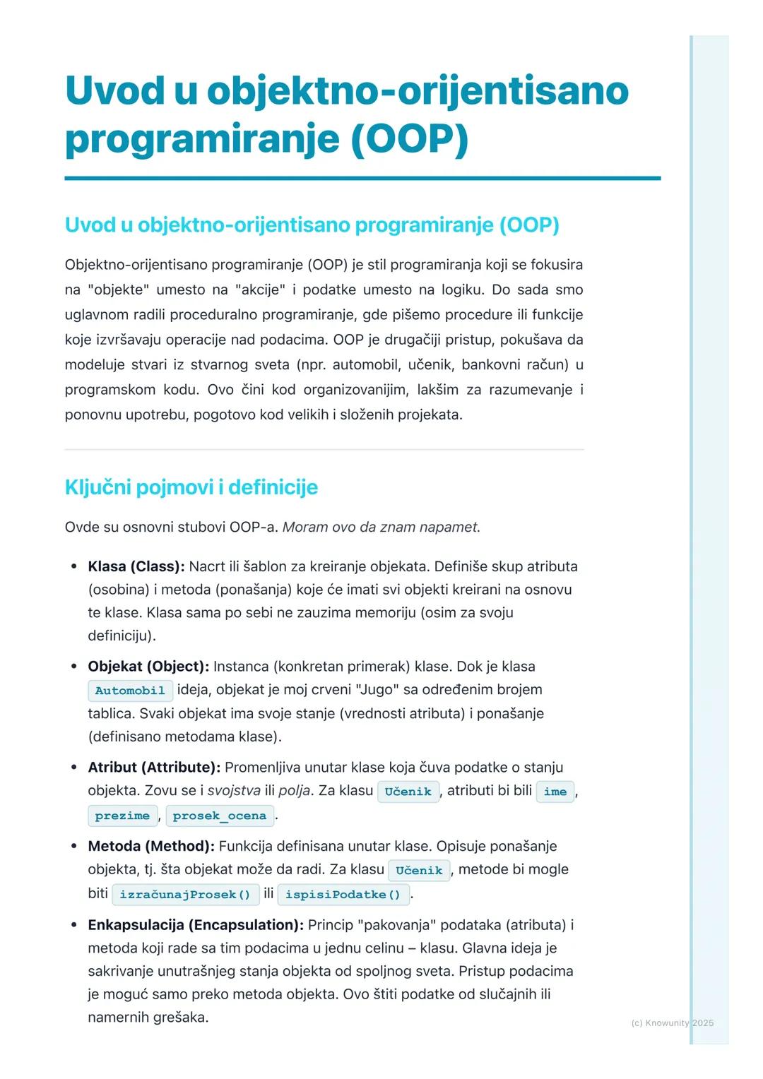 Uvod u objektno-orijentisano programiranje (OOP)