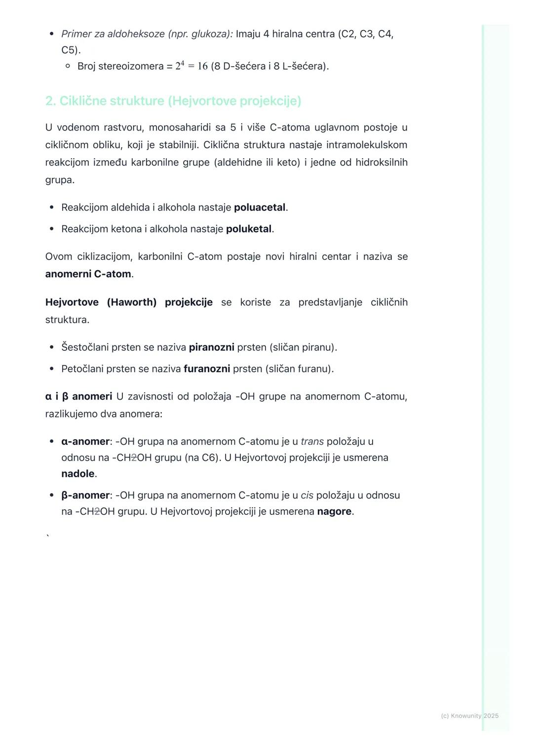 # Monosaharidi

## Opšte karakteristike monosaharida

Monosaharidi su najprostiji ugljeni hidrati. Ne mogu se hidrolizom razložiti na
prosti