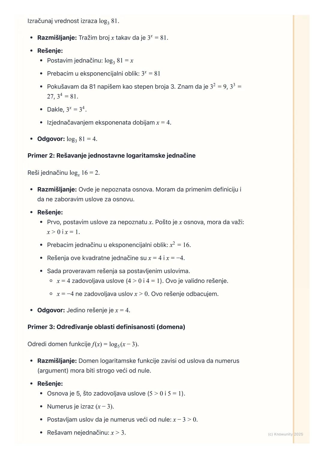 # Pojam logaritma i
logaritamske funkcije

Uvod u pojam logaritma

Logaritmi su u suštini inverzna operacija stepenovanju. Kao što je koreno